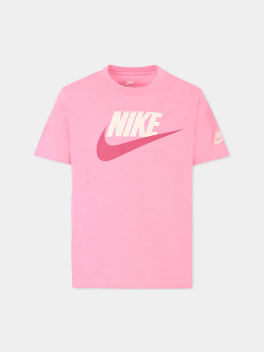 T-shirt rosa per bambina con logo,Nike,36N166 ACG