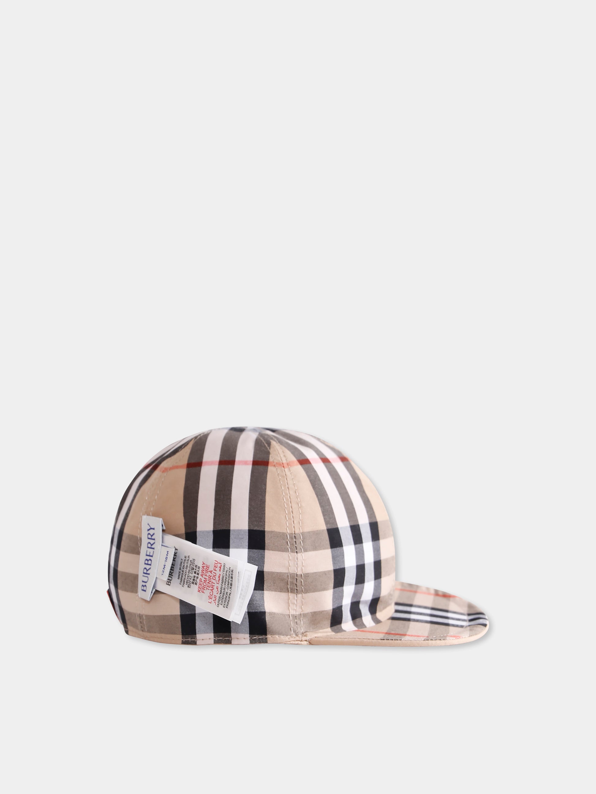 Cappello reversibile beige per neonati con check vintage,Burberry Kids,8089430 B9368
