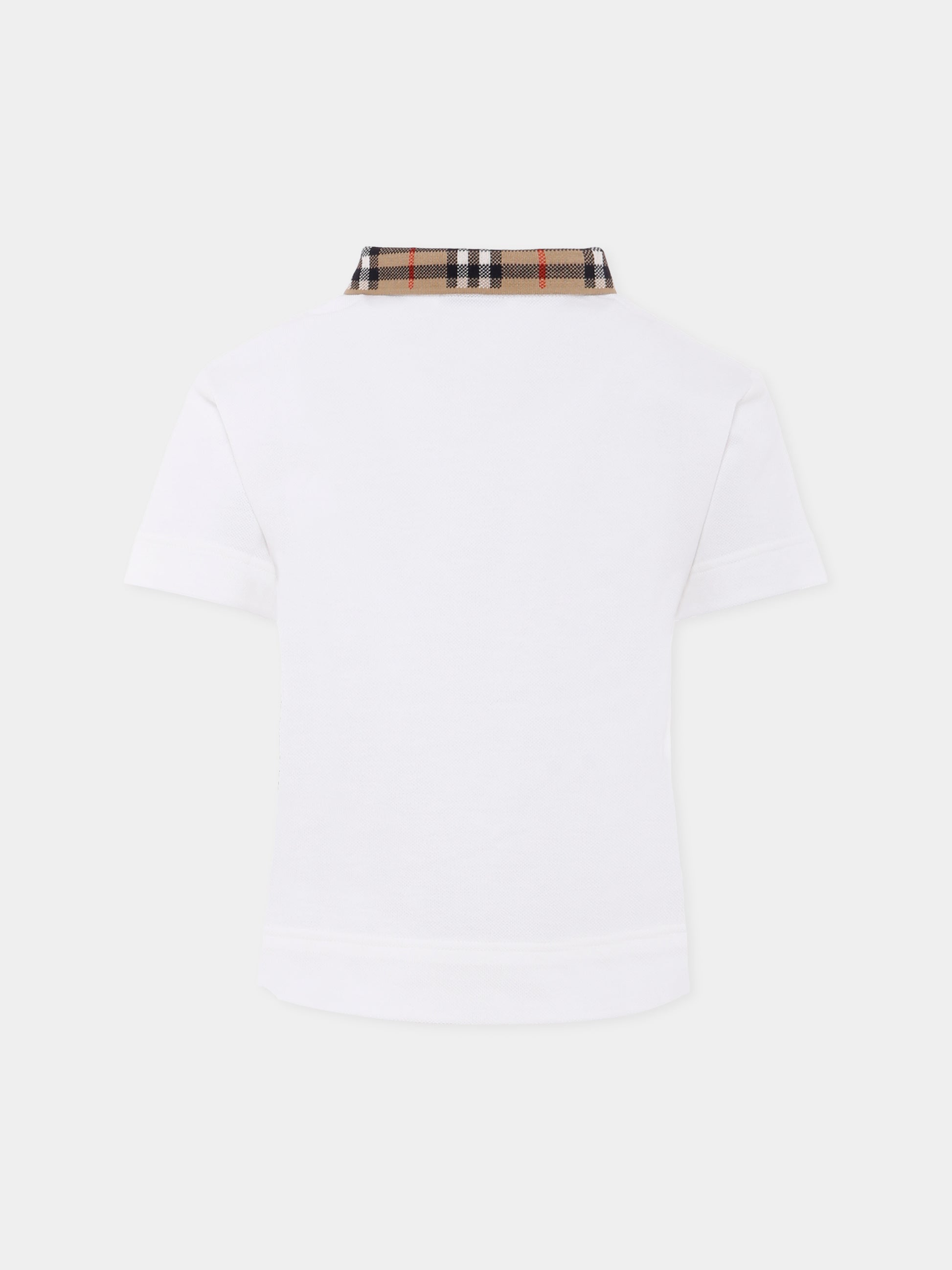 Polo bianca per bambino con check vintage,Burberry Kids,8105571 A1464