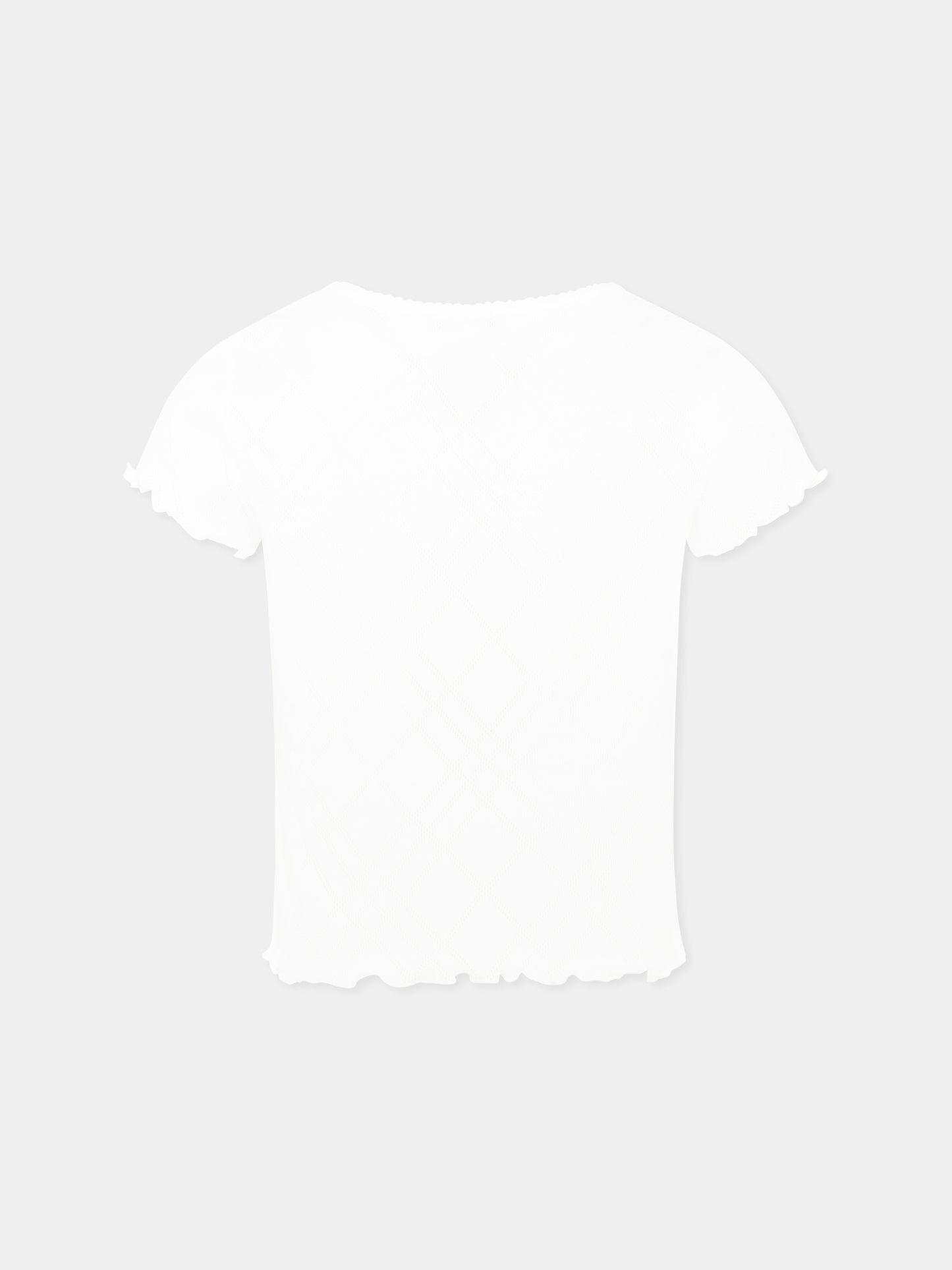 T-shirt bianca per bambina con orsetto e logo,Burberry Kids,8108566 A1464
