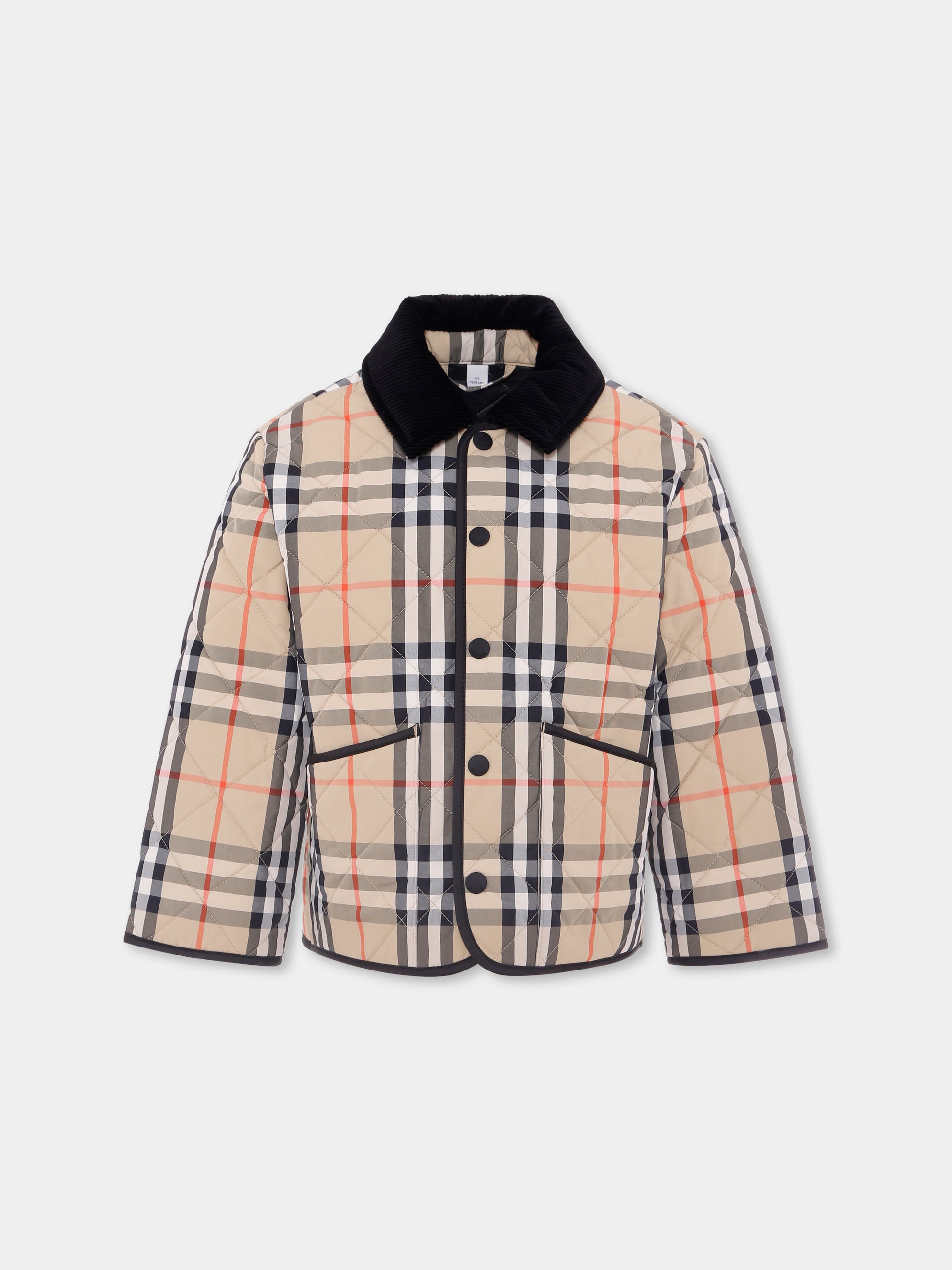 Giubbotto beige per bambini con check vintage,Burberry Kids,8108500 B9368