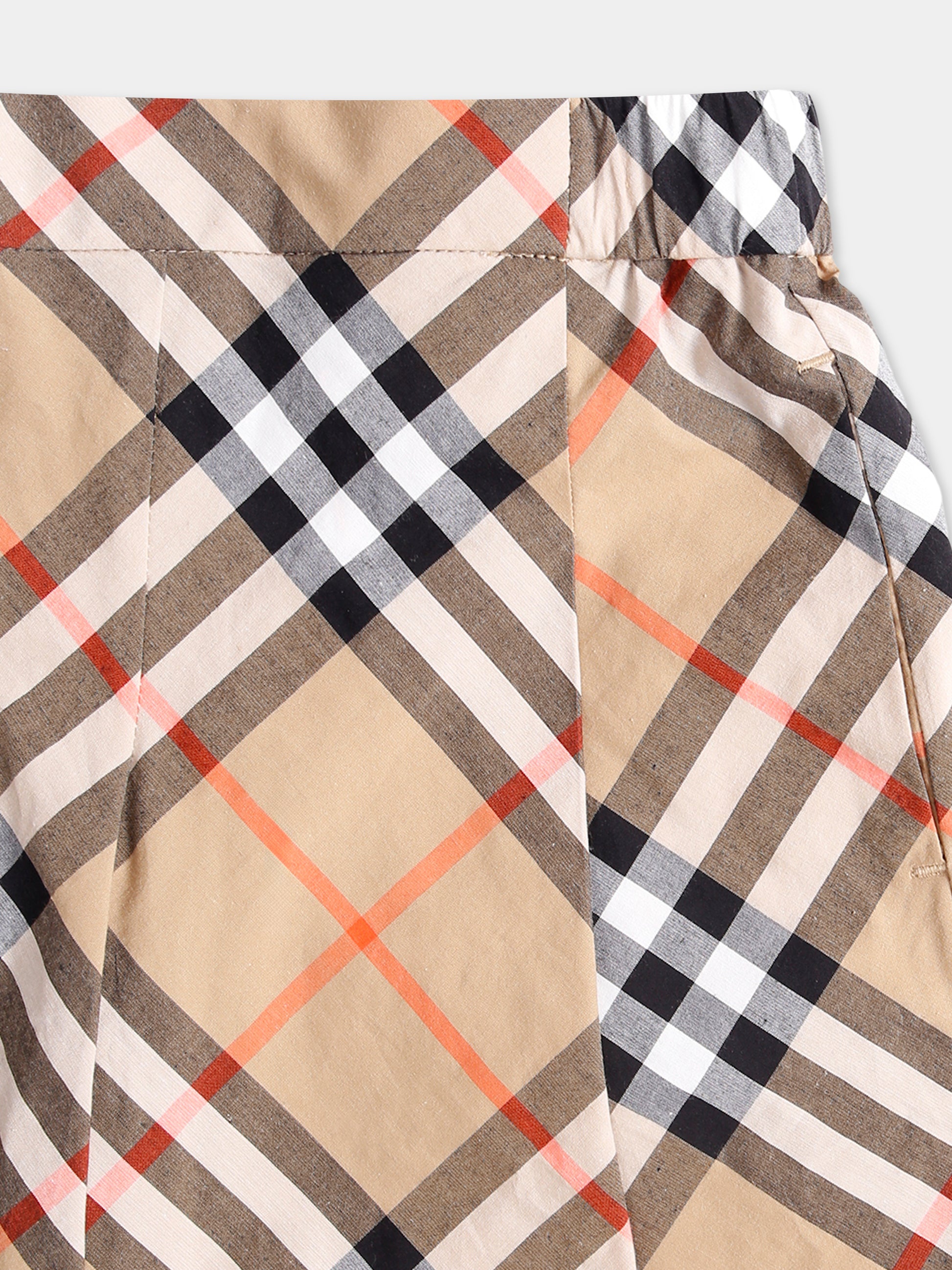 Pantaloni beige per neonata con check vintage,Burberry Kids,8108885 B9368