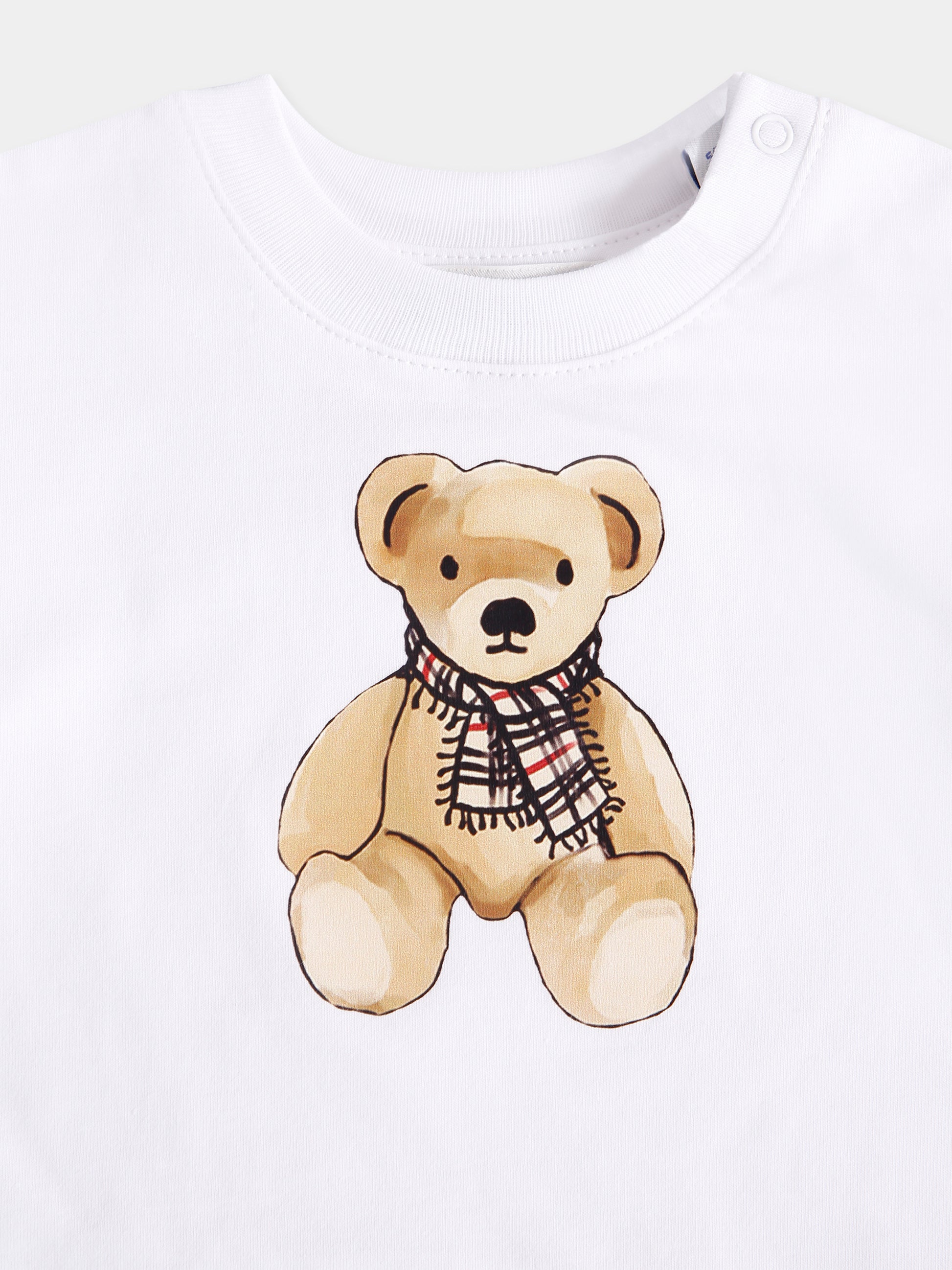 Tutina bianca per neonati con orsetto,Burberry Kids,8109292 A1464