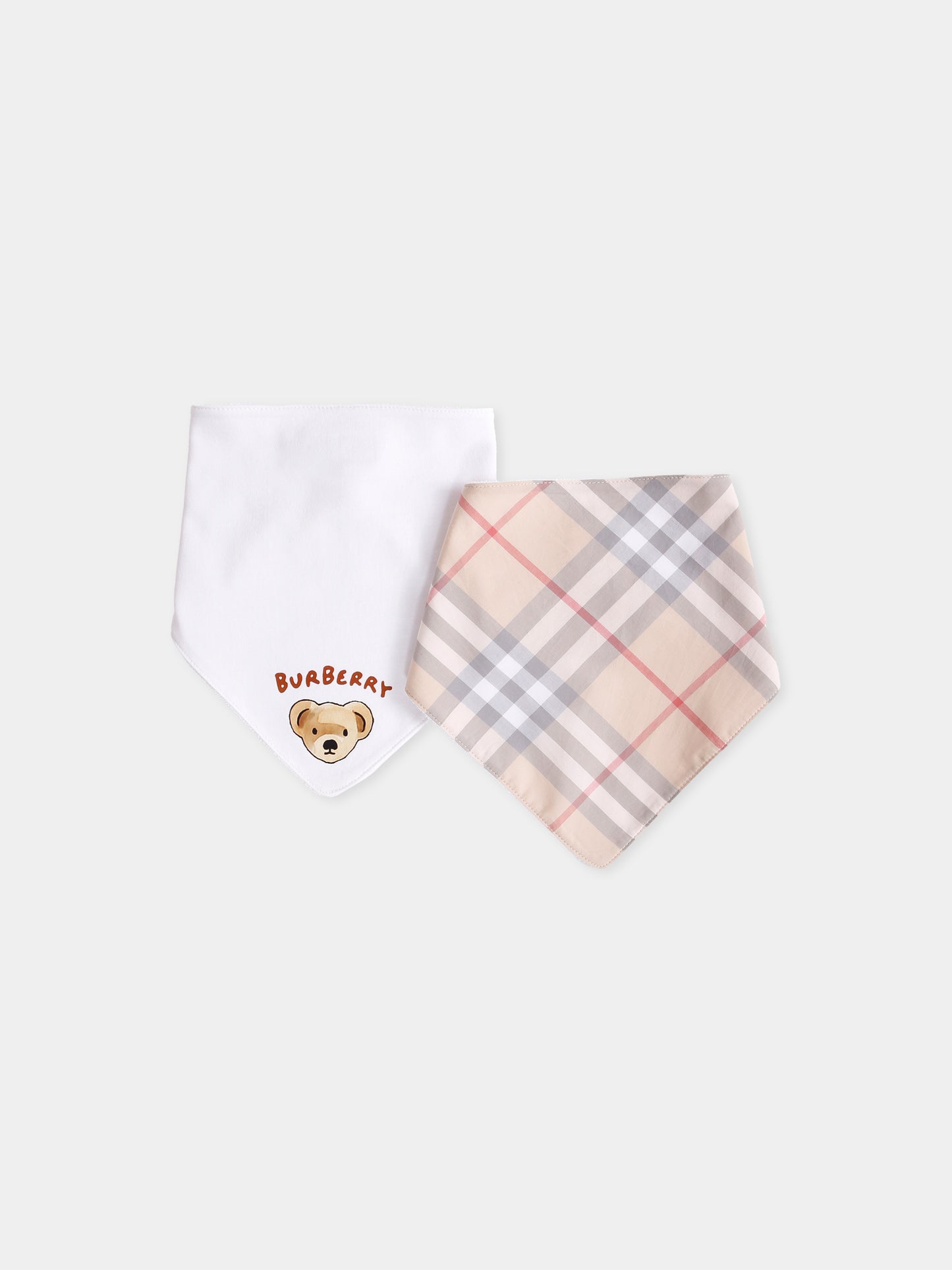 Set bavaglini multicolor per neonati con check vintage,Burberry Kids,8109776 A1464