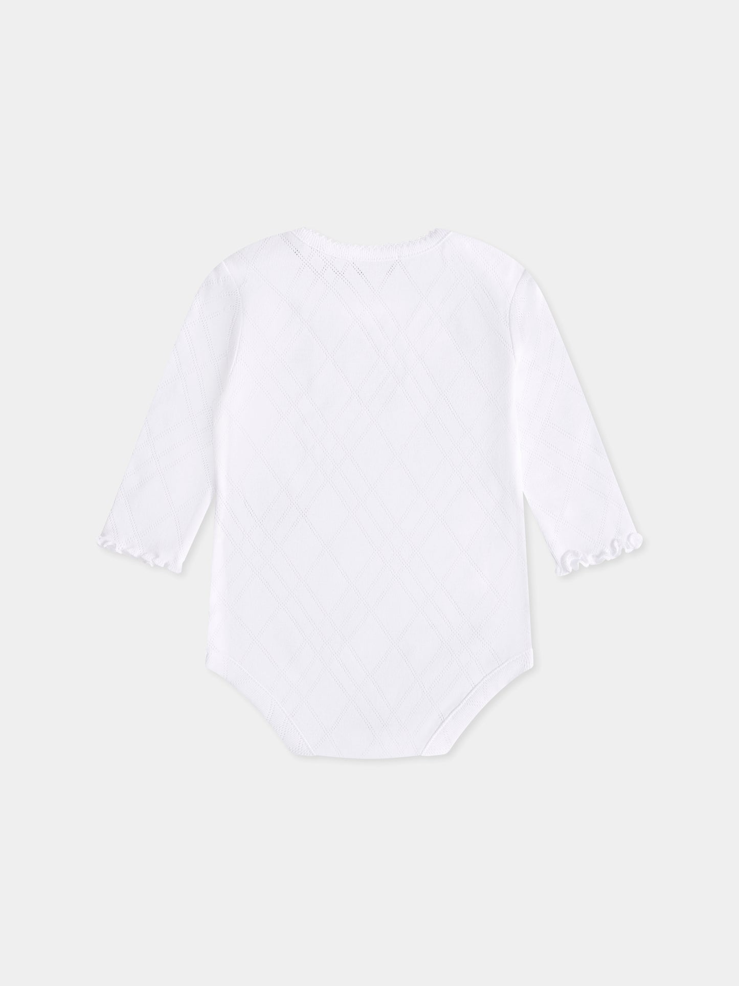 Body bianco per neonati con orsetto,Burberry Kids,8109941 A1464