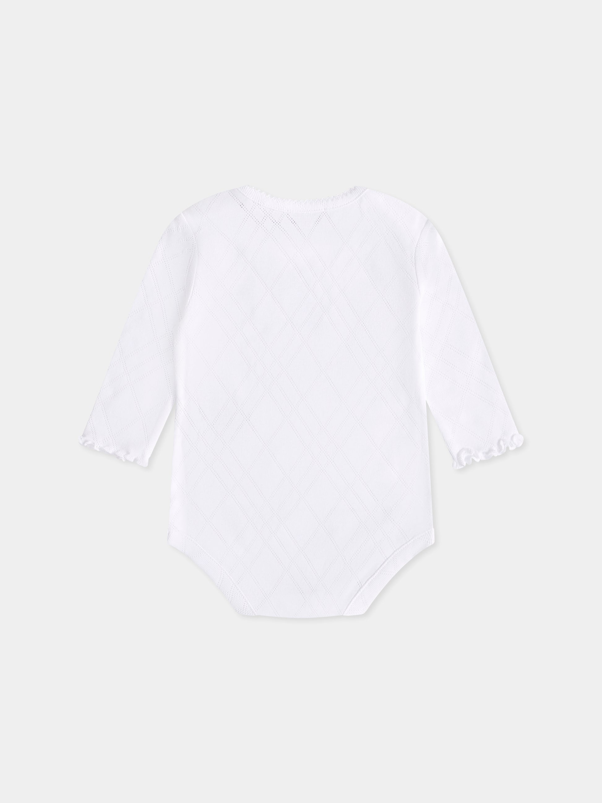 Body bianco per neonati con orsetto,Burberry Kids,8109941 A1464