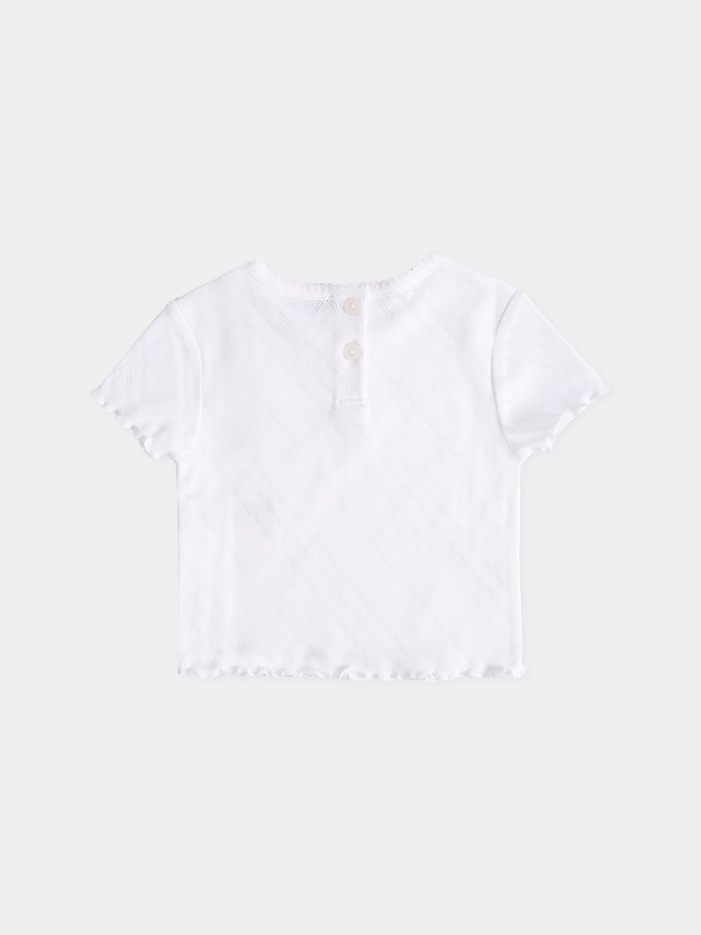 T-shirt bianca per neonata con orsetto e logo,Burberry Kids,8112514 A1464