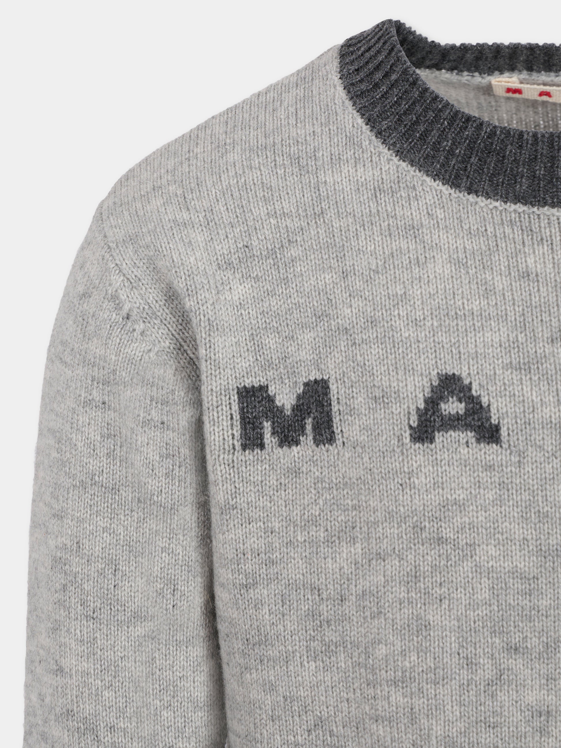 Maglione grigio per bambina con logo,Marni Kids,M00993 M00ML 0M923