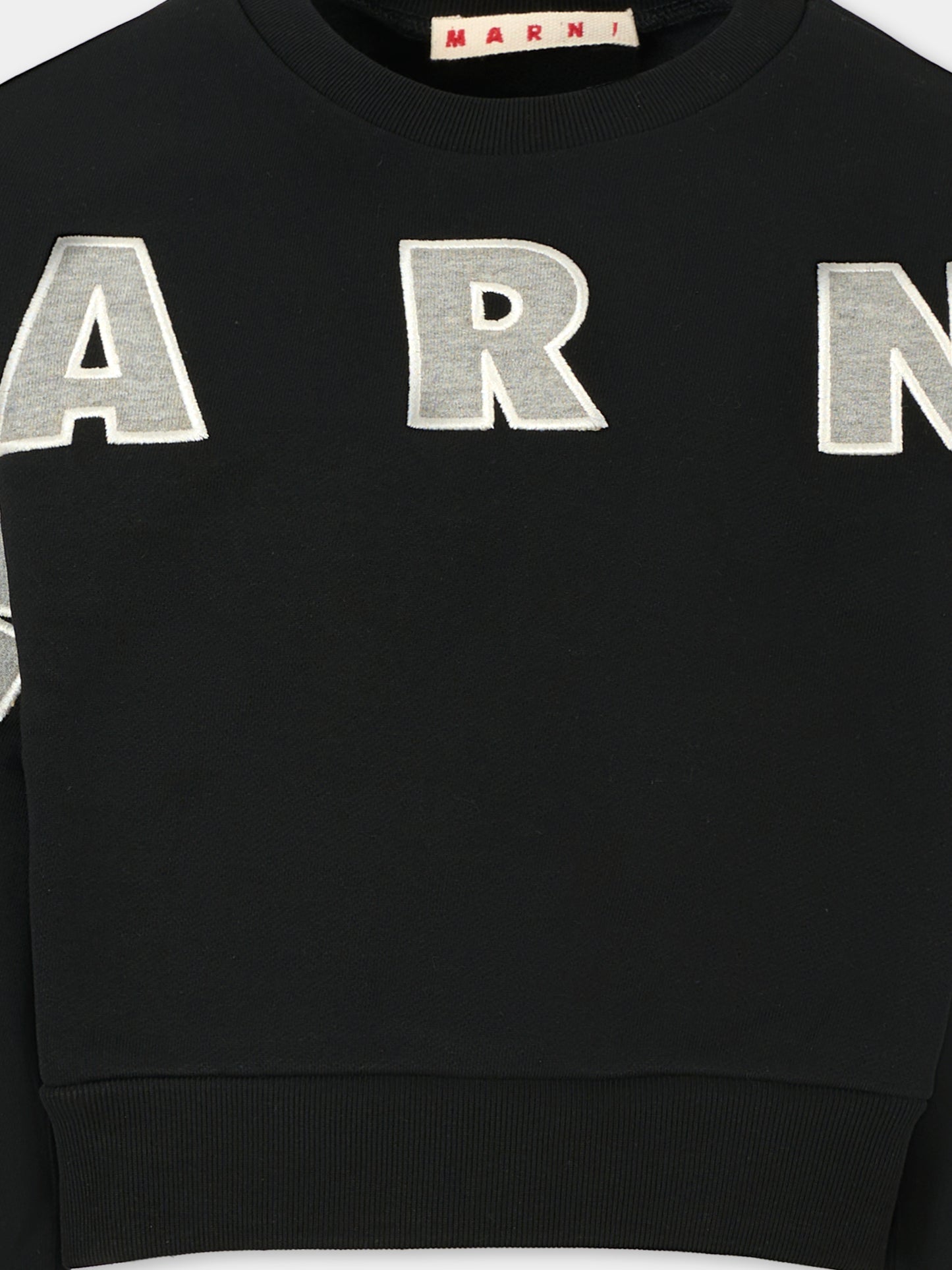 Felpa crop nera per bambina con logo,Marni Kids,M01193 M00V0 0M90D