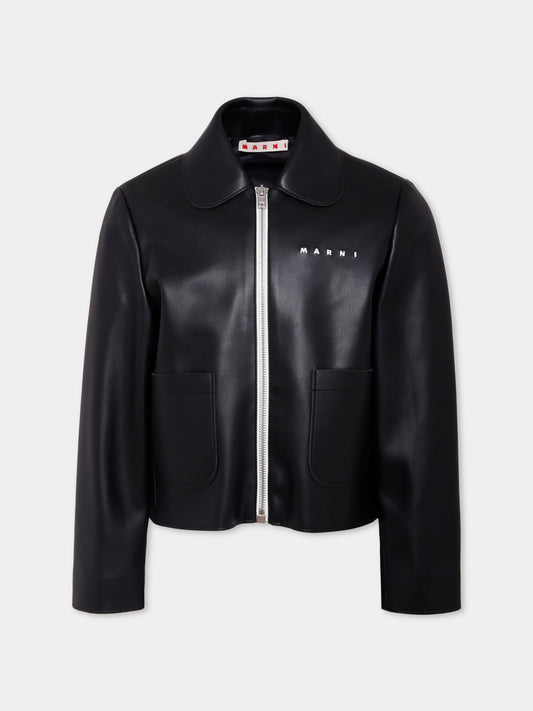 Giubbotto nero per bambina con logo,Marni Kids,M01492 M00W2 0M900