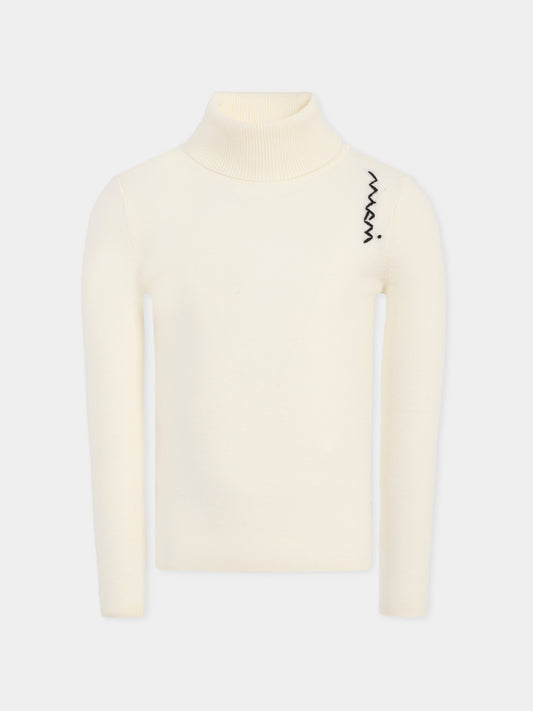 Dolcevita bianco per bambina con logo,Marni Kids,M01497 M00W9 0M114