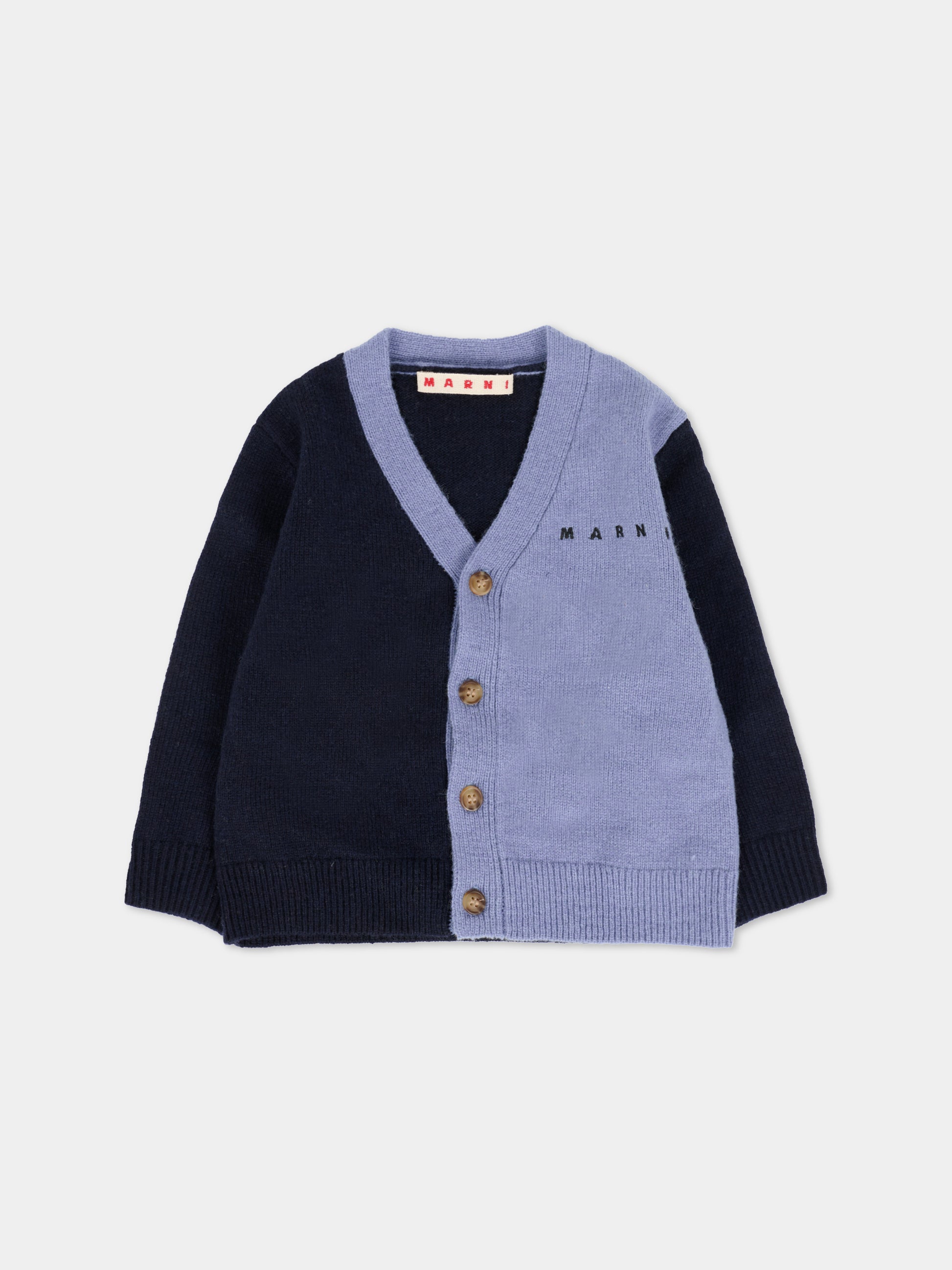 Cardigan blu per neonato con logo,Marni Kids,M01518 M00W8 0M857