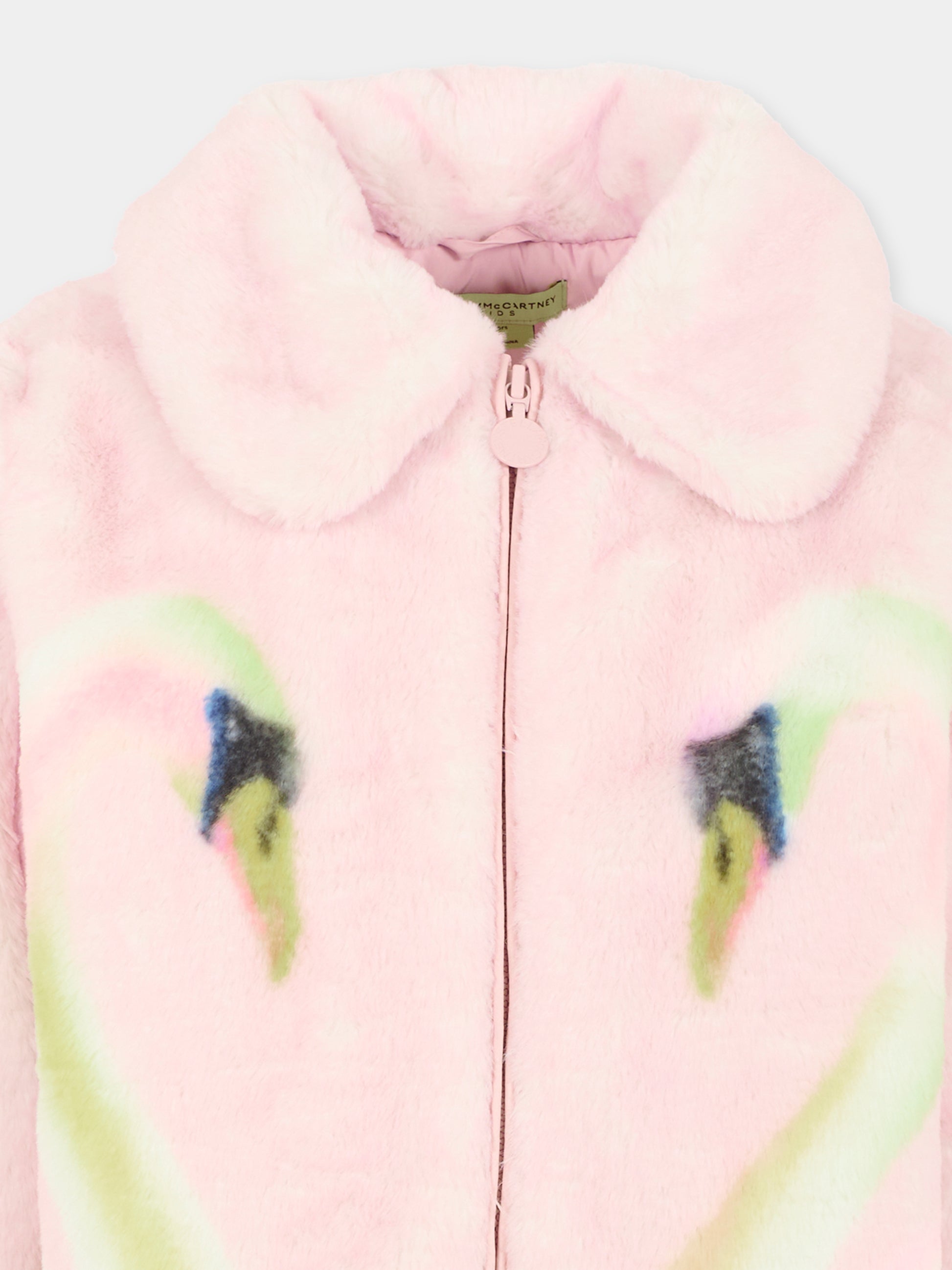 Ecopelliccia lilla per bambina con cigni,Stella Mccartney Kids,TX2C80 Z0654 568