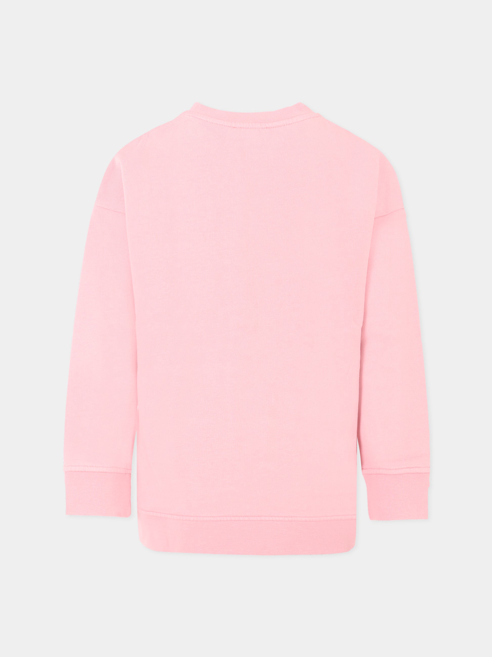 Felpa rosa per bambina con logo bianco,Stella Mccartney Kids,TX4C10 Z0453 51L