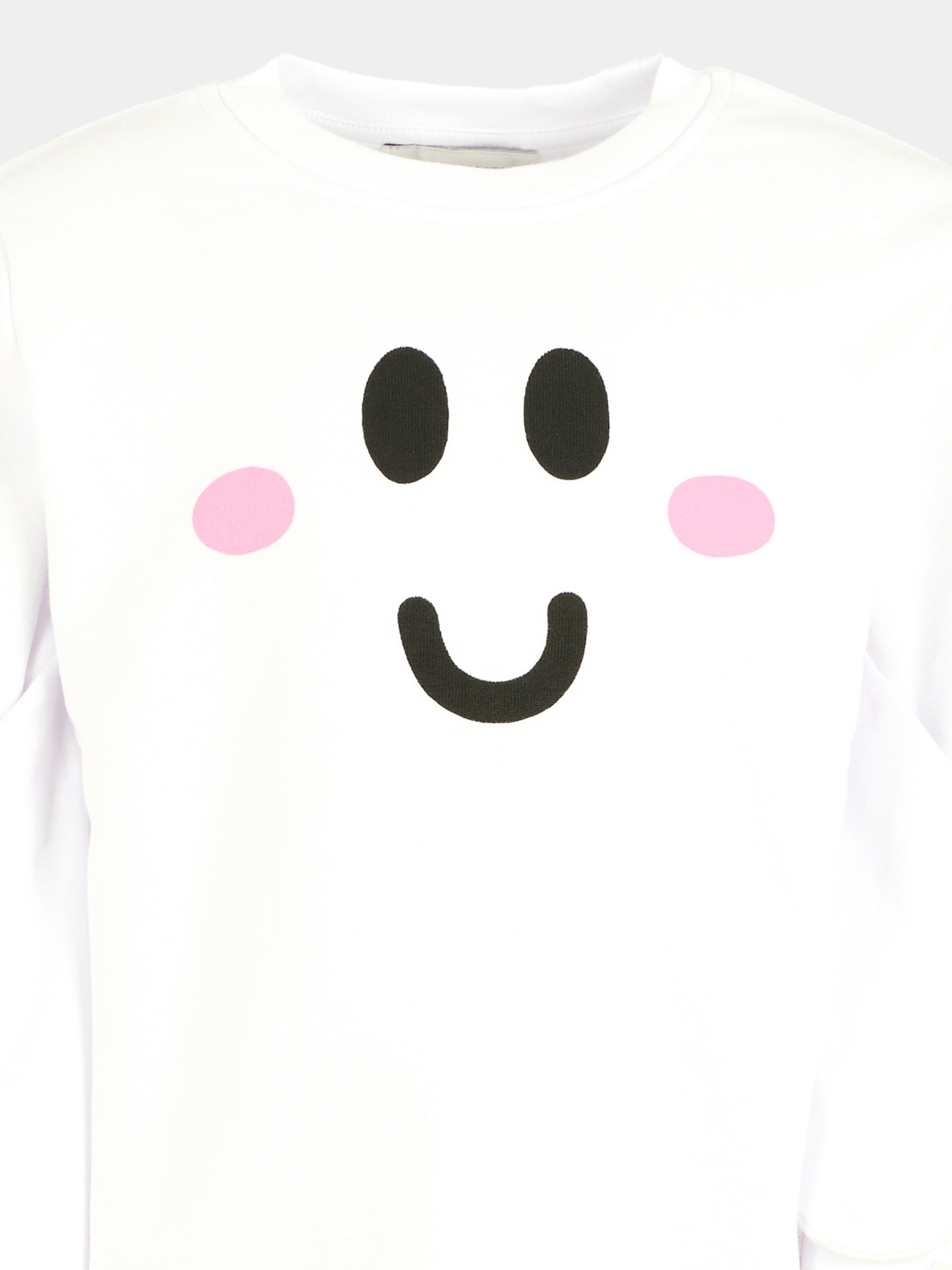 Felpa bianca per bambina con smile,Stella Mccartney Kids,TX4C90 Z0453 100