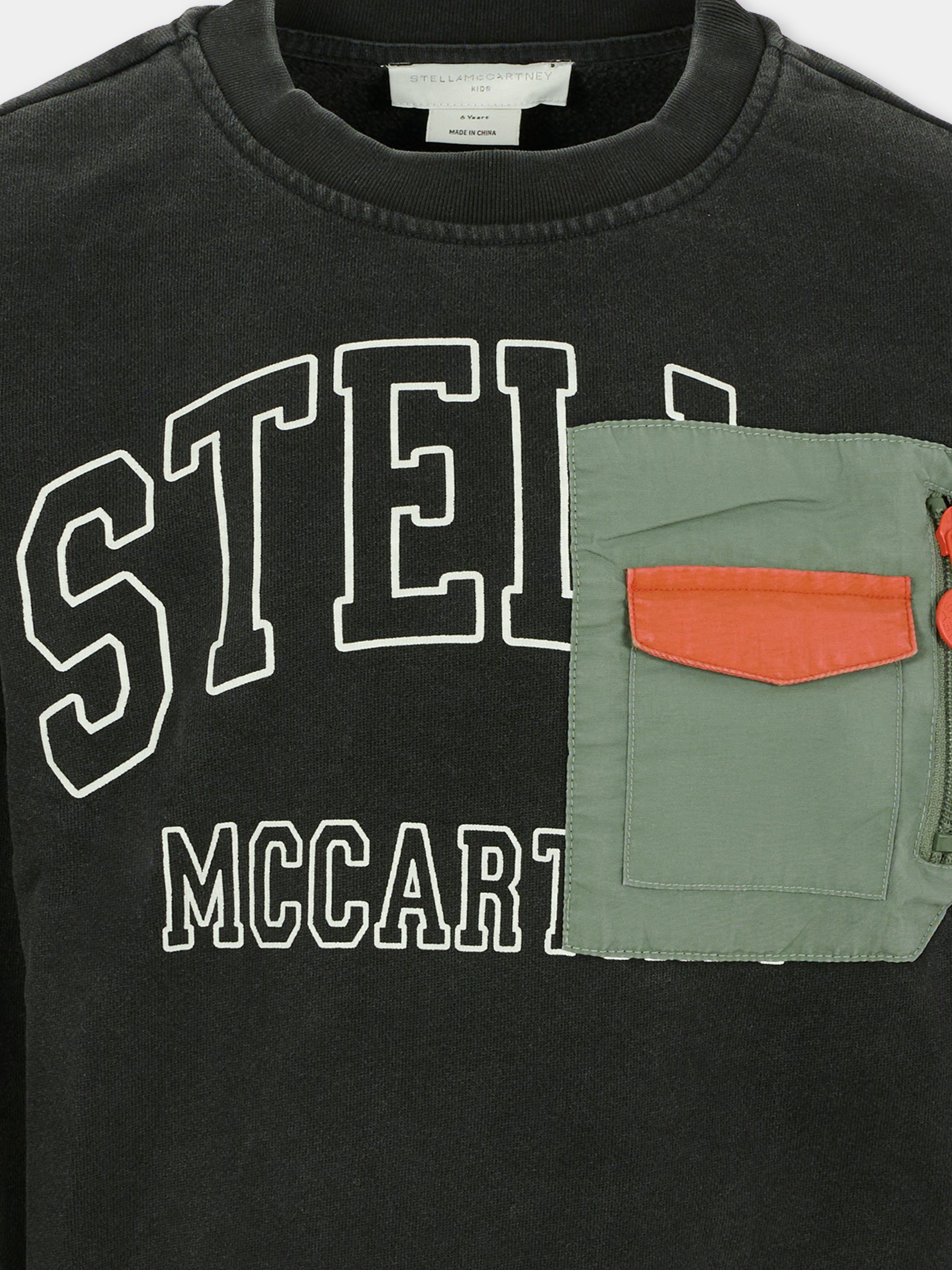 Felpa nera per bambino con logo,Stella Mccartney Kids,TX4R70 Z3059 961