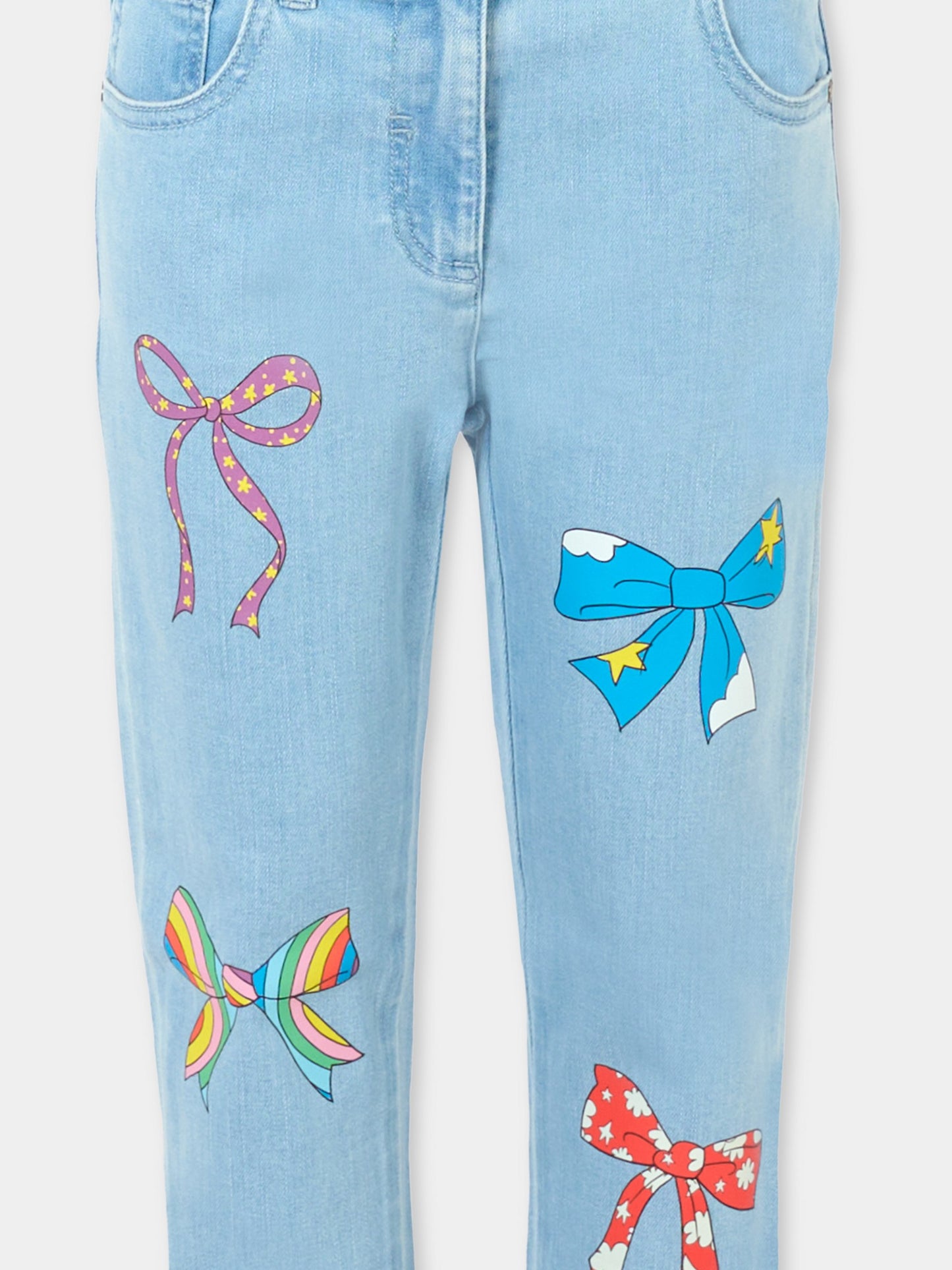 Jeans denim celesti per bambina con fiocchi,Stella Mccartney Kids,TX6C20 Z0153 602