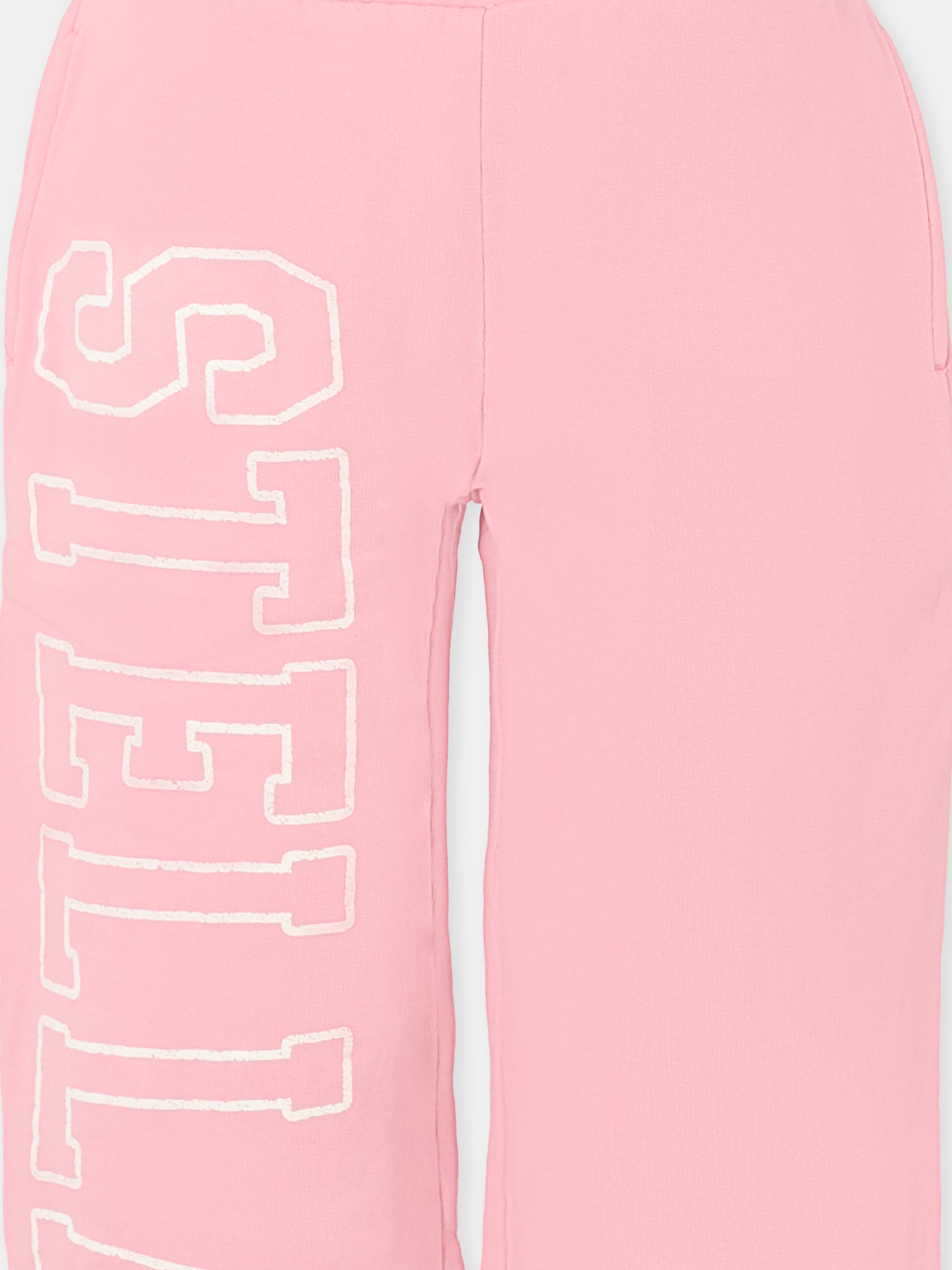 Pantaloni rosa per bambina con logo bianco,Stella Mccartney Kids,TX6C50 Z0453 51L