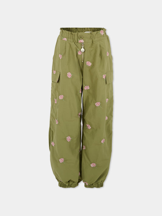 Pantaloni verdi per bambina con fiori,Stella Mccartney Kids,TX6D20 Z3054 727EM