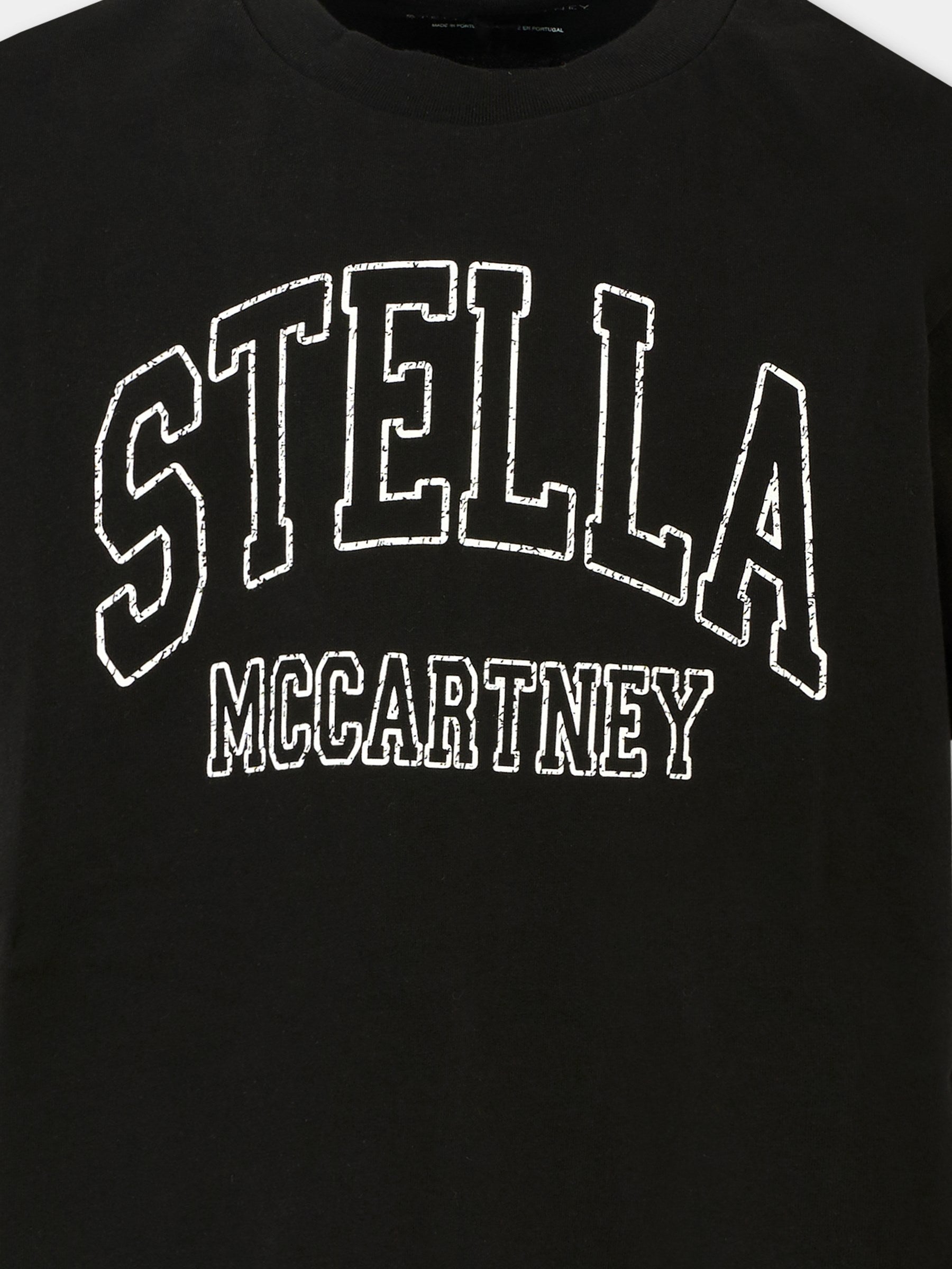 T-shirt nera per bambini con logo,Stella Mccartney Kids,TX8C31 Z0434 961