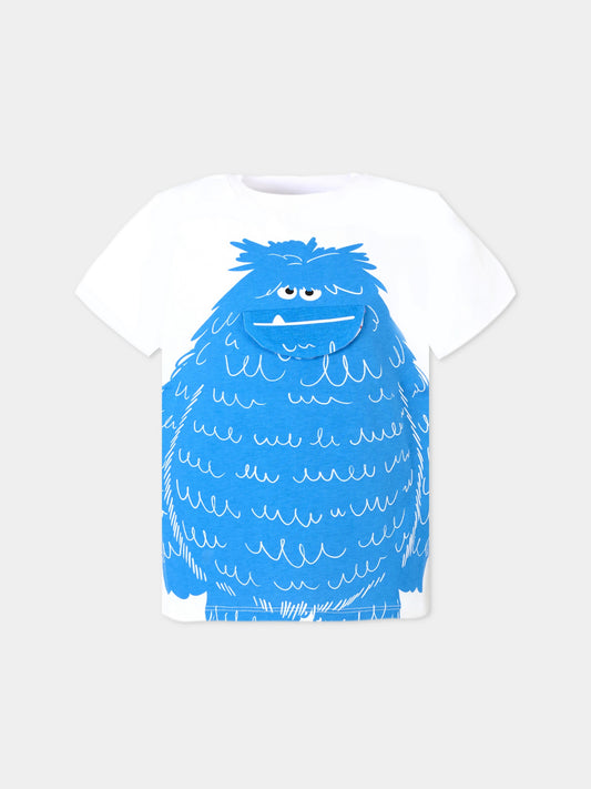 T-shirt bianca per bambino con stampa Yeti,Stella Mccartney Kids,TX8Q41 Z0434 100