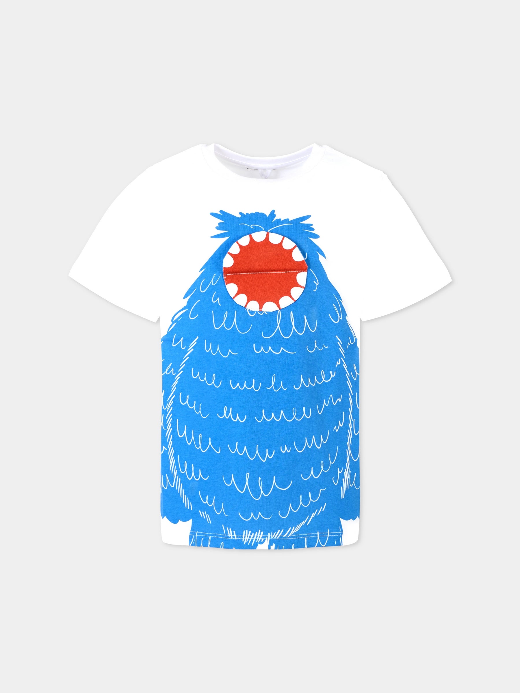 T-shirt bianca per bambino con stampa Yeti,Stella Mccartney Kids,TX8Q41 Z0434 100