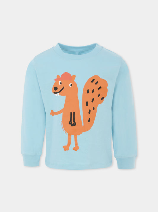 T-shirt azzurra per bambino con scoiattolo,Stella Mccartney Kids,TX8R00 Z0434 670