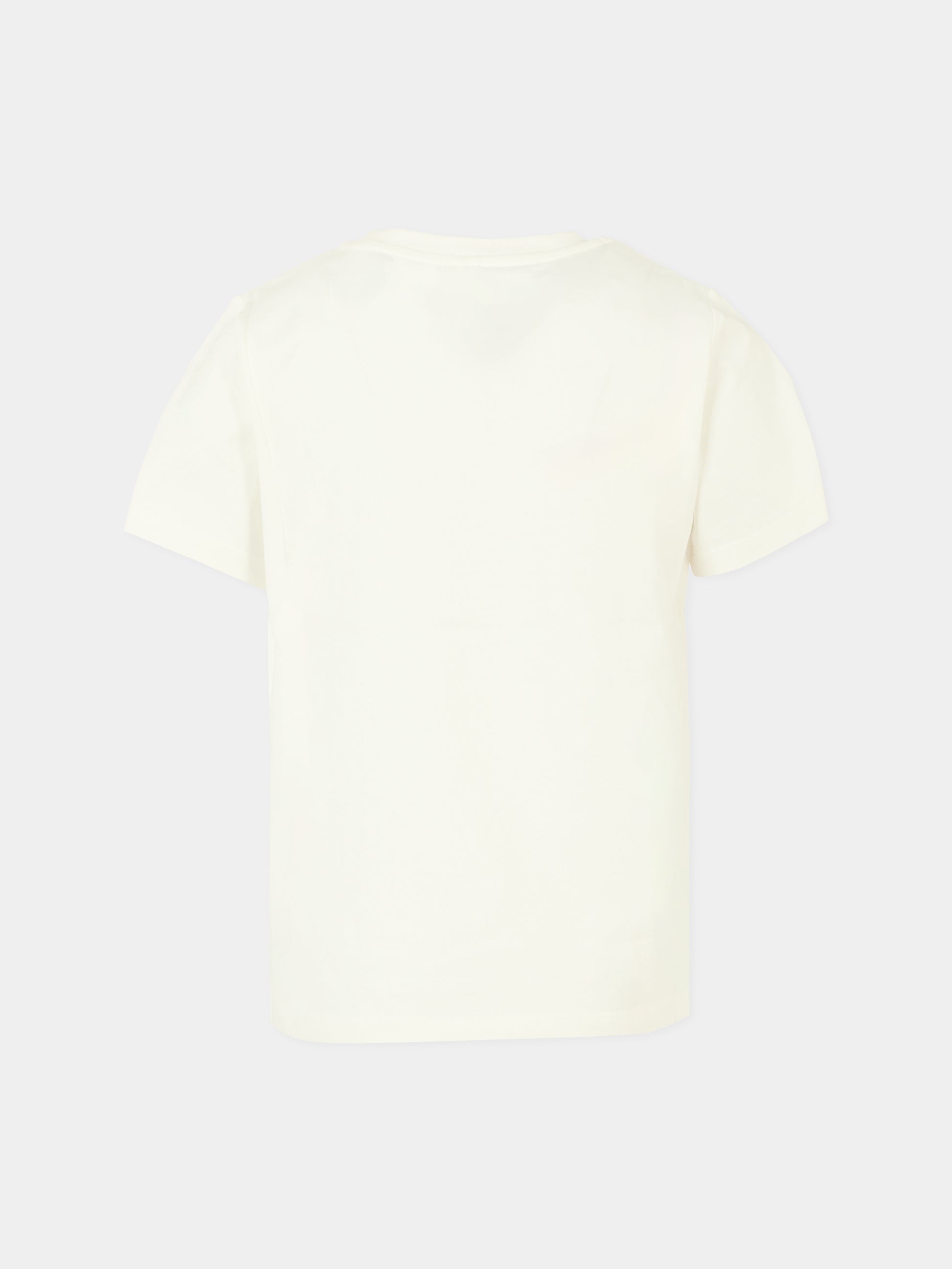 T-shirt avorio per bambino con castoro e logo,Stella Mccartney Kids,TX8R41 Z0434 101