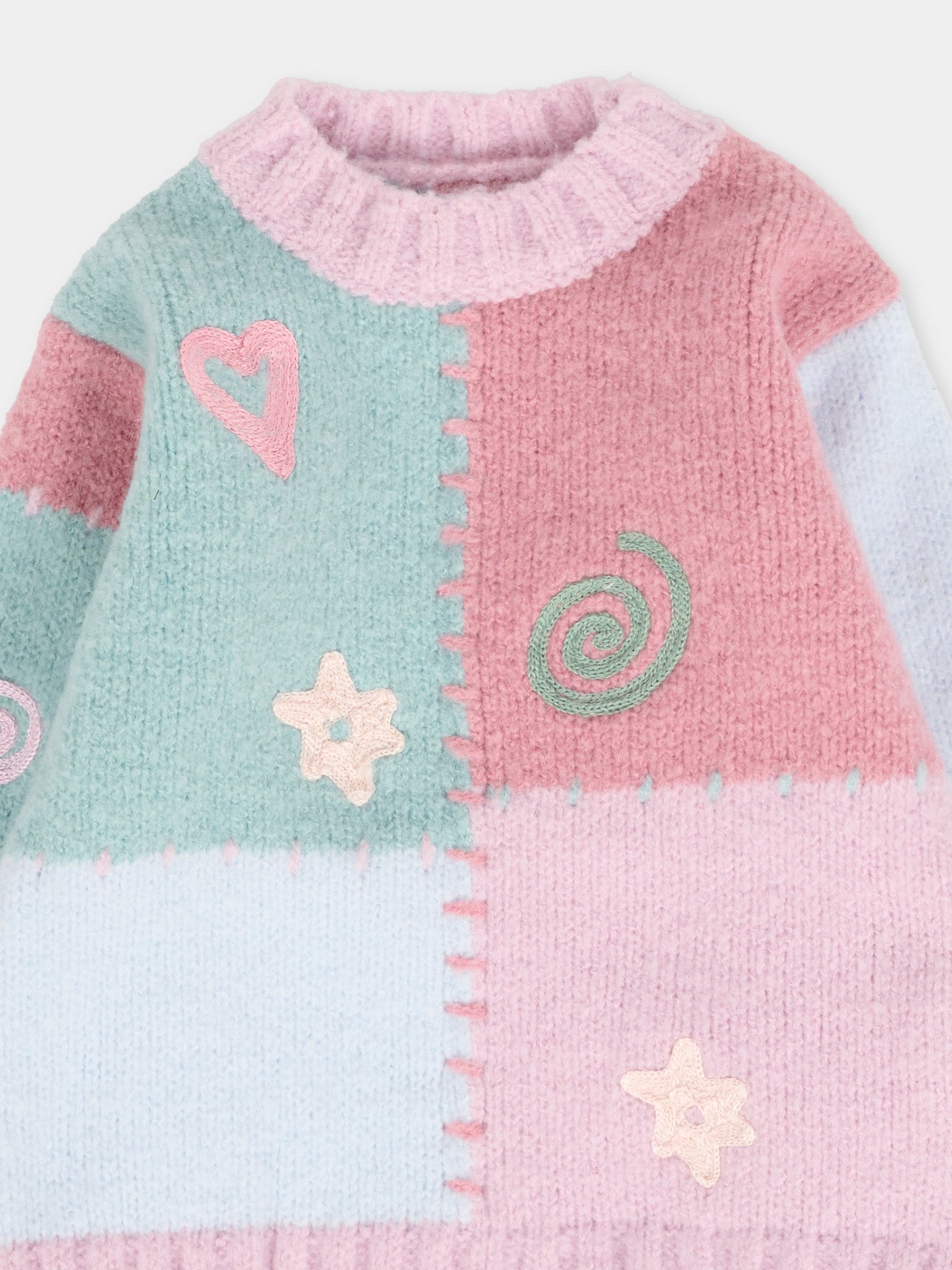 Maglione multicolor per neonata con ricami,Stella Mccartney Kids,TX9040 Z3367 999