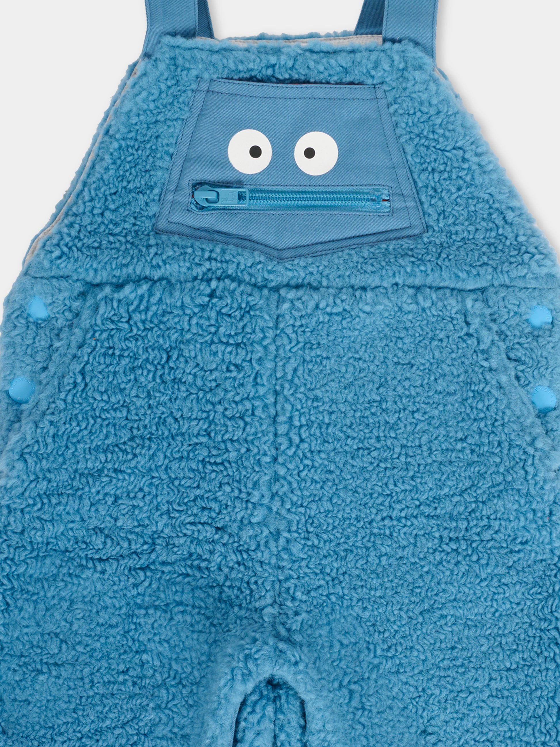 Salopette azzurra per neonato con Yeti,Stella Mccartney Kids,TXA512 Z0624 606