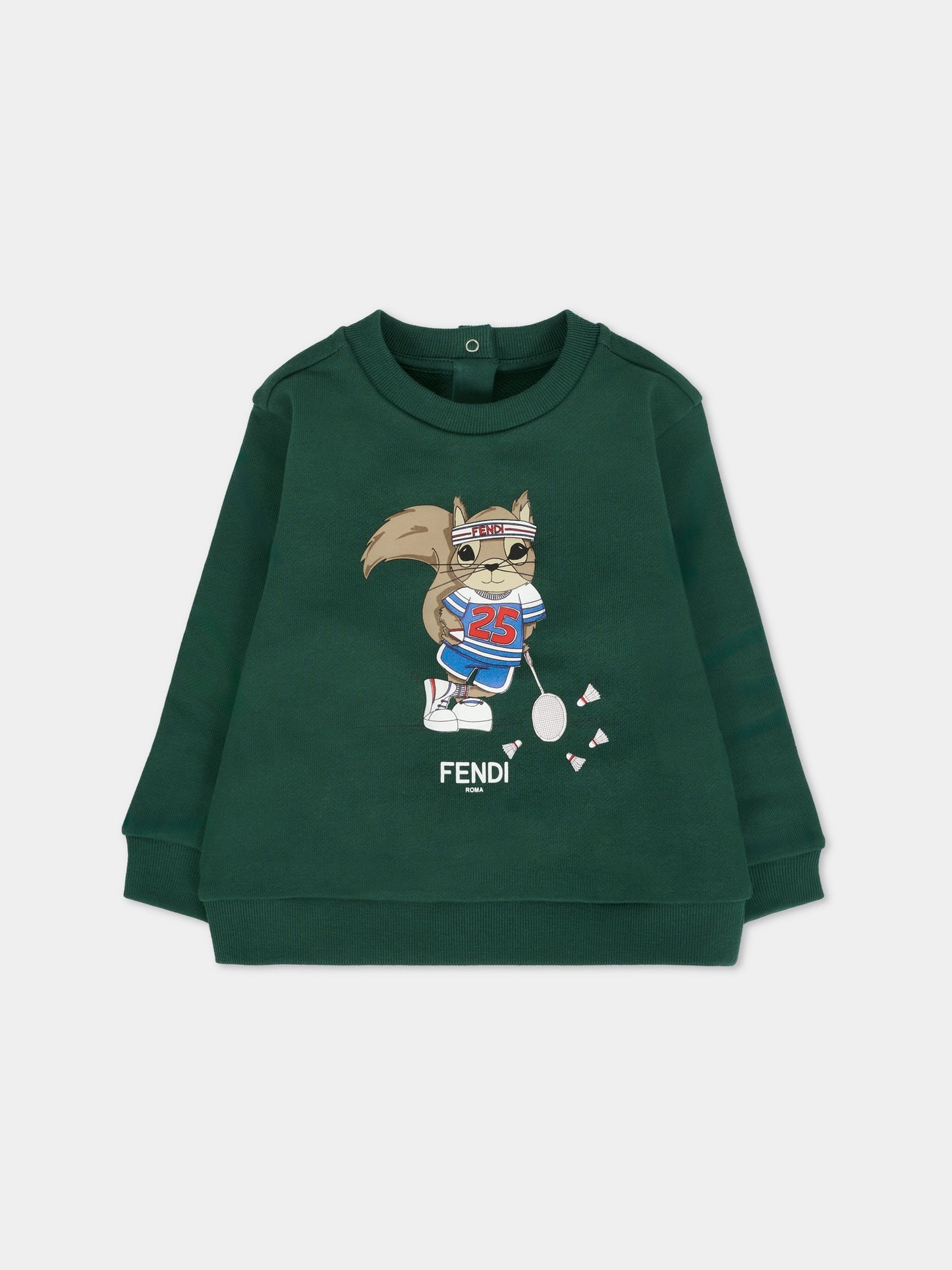 Felpa verde per neonato con scoiattolo,Fendi Kids,BMH082 5V0 F0E3J