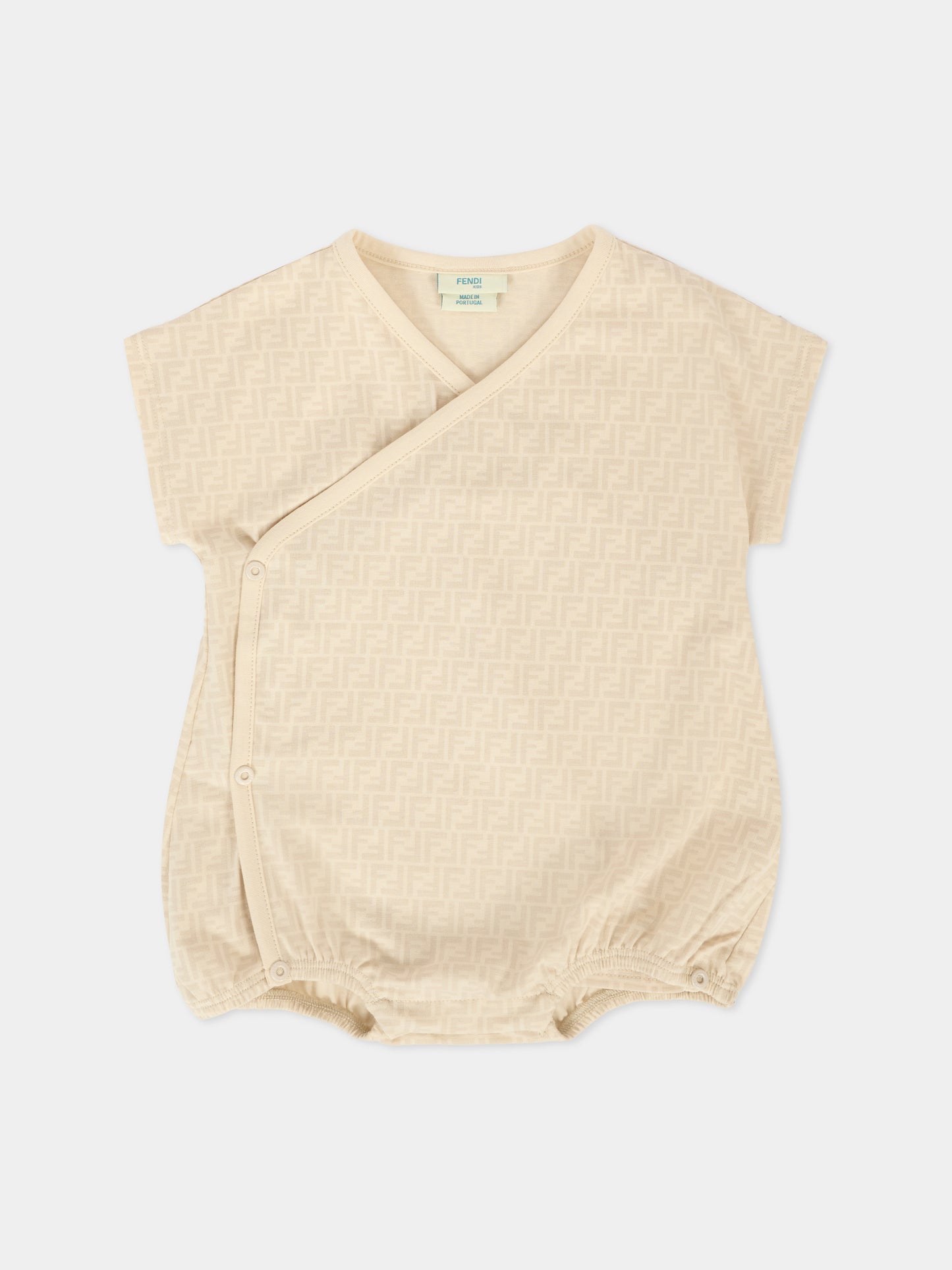 Set beige per neonati con FF e logo,Fendi Kids,BUK142 ST8 F19J5