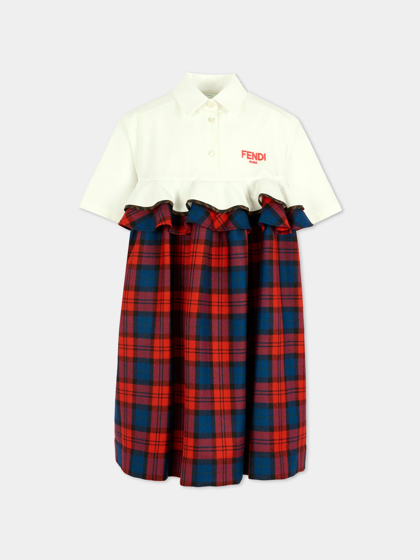 Vestito rosso per bambina con logo,Fendi Kids,JFB796 AUKJ F1SAX