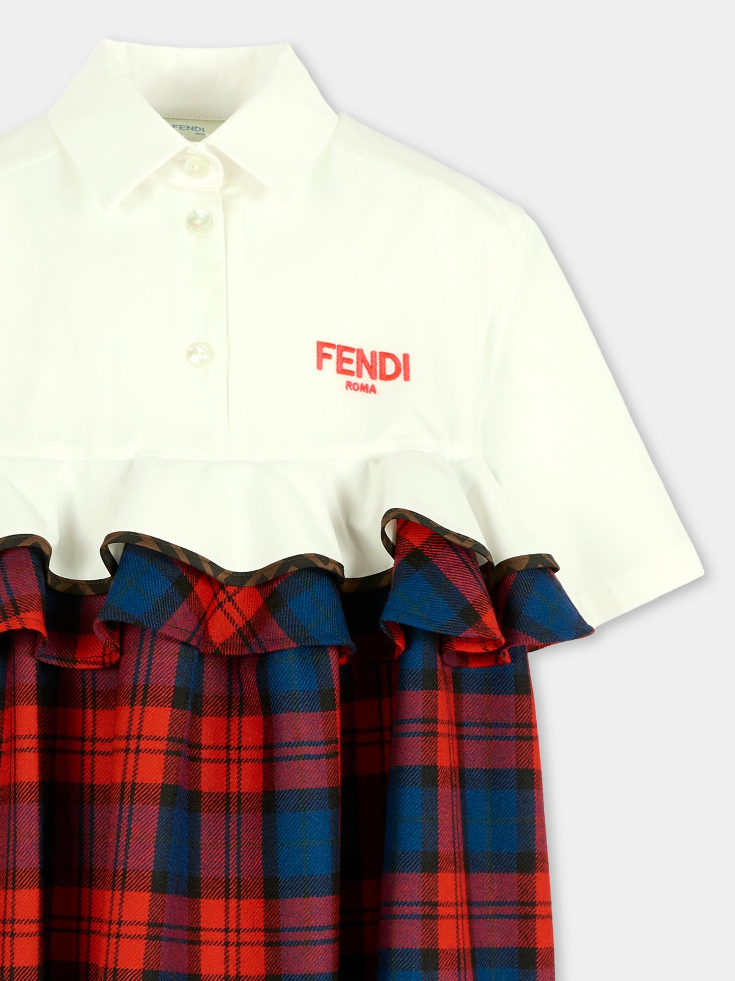 Vestito rosso per bambina con logo,Fendi Kids,JFB796 AUKJ F1SAX