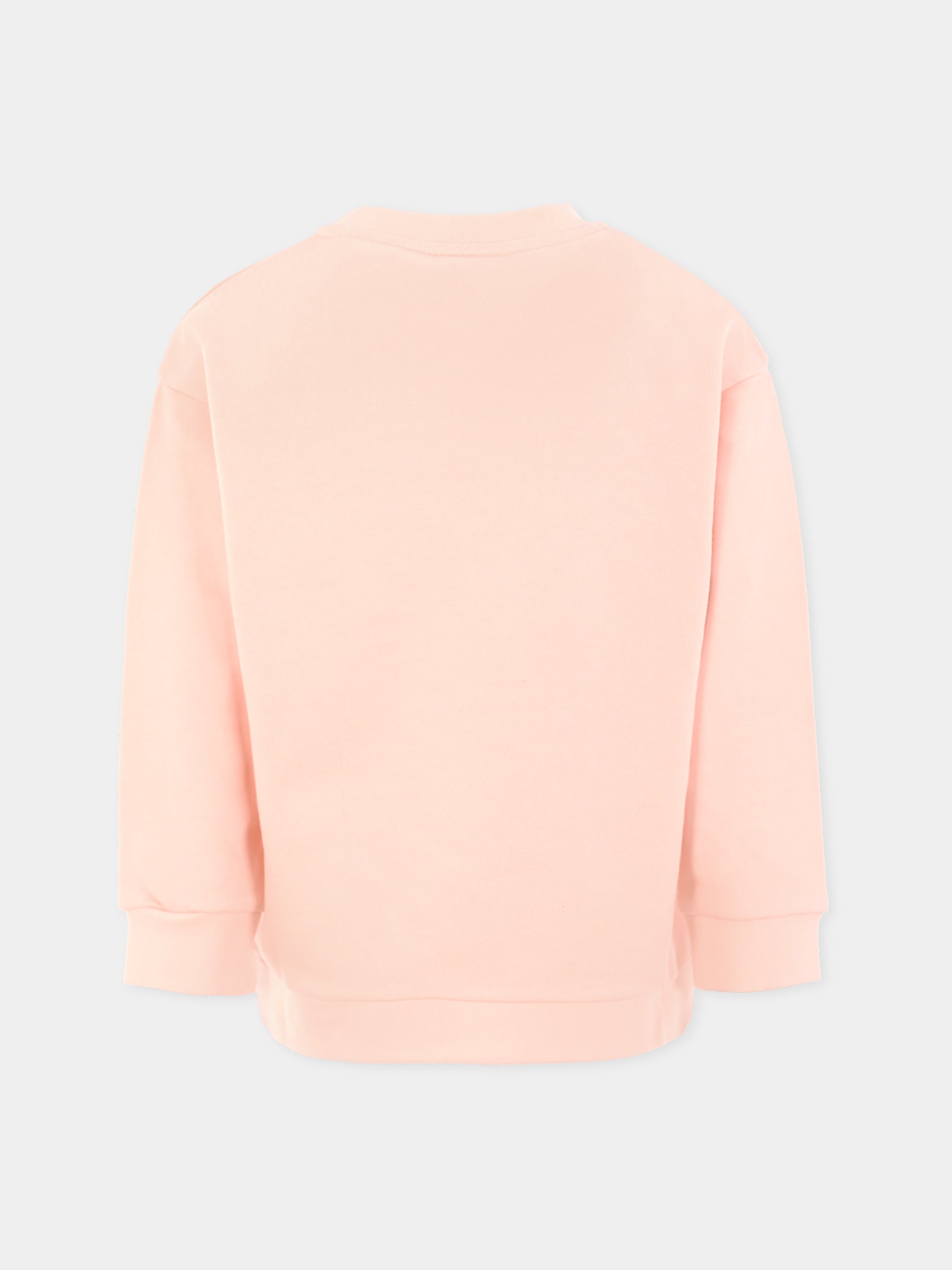 Felpa rosa per bambina con logo ricamato,Fendi Kids,JUH104 5V0 F0ZKY