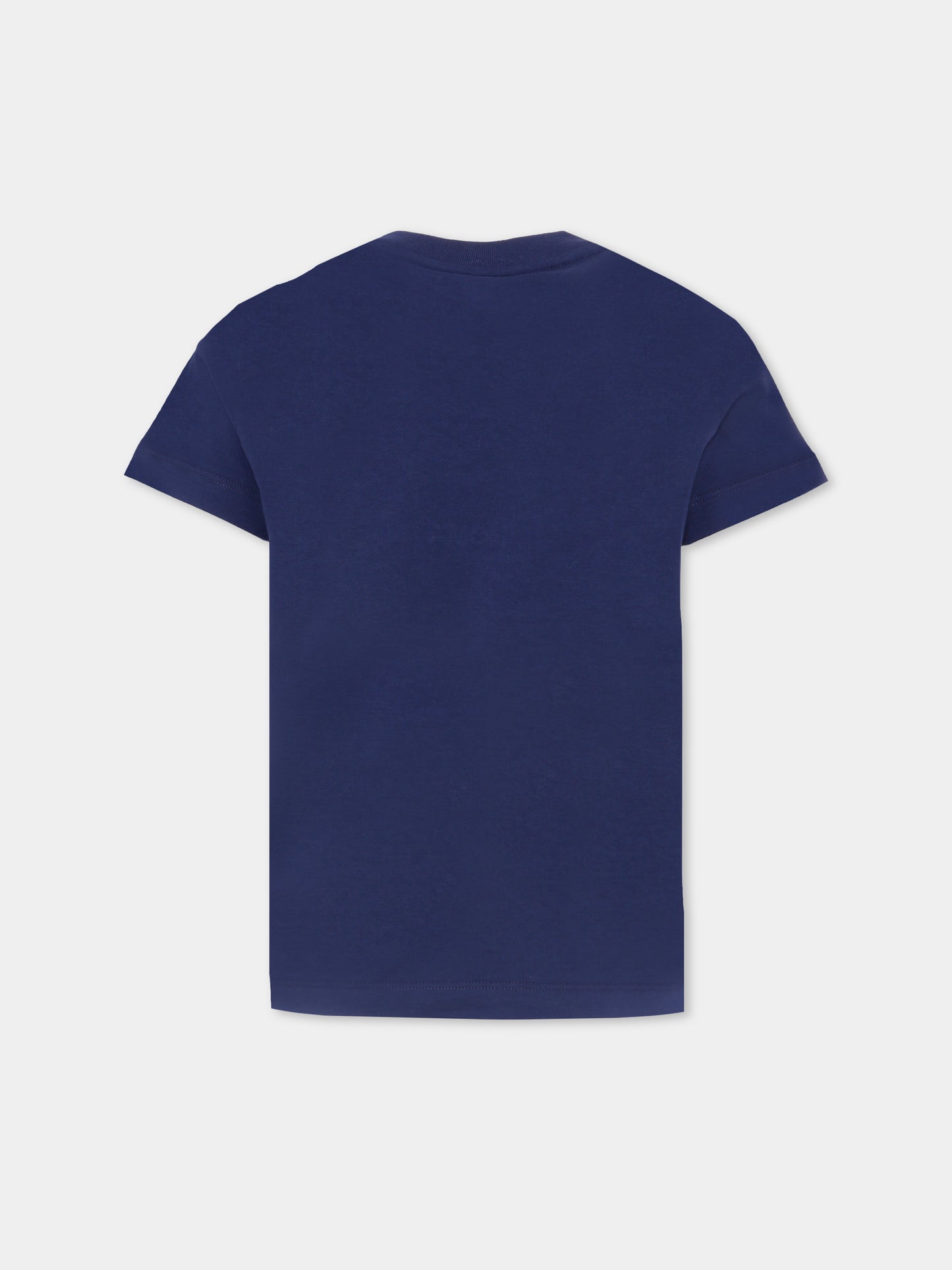 T-shirt blu con logo per bambino,Fendi Kids,JMI487 7AJ F1I11