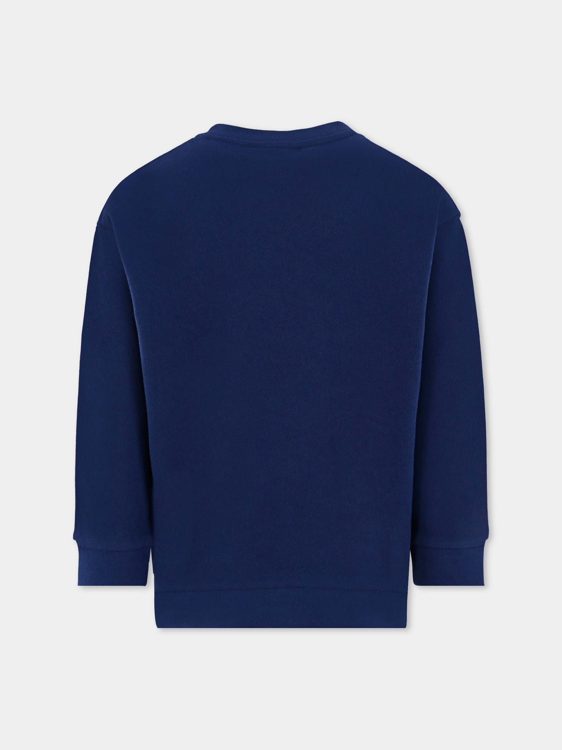 Felpa blu per bambini con logo ricamato,Fendi Kids,JUH104 5V0 F1I11