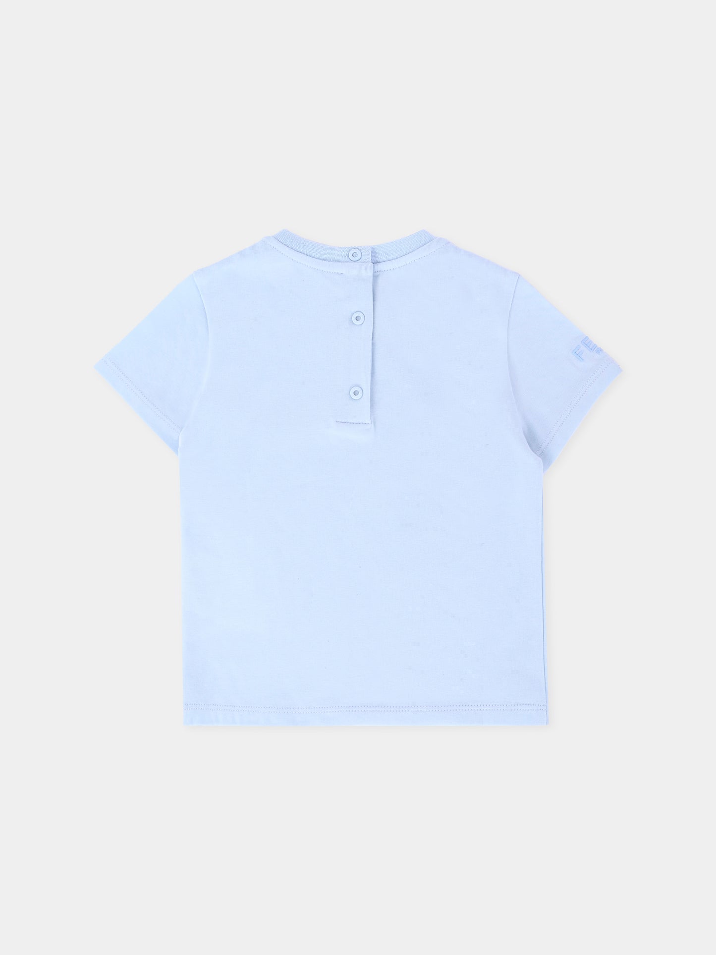 T-shirt celeste per neonato con orsetto Fendi,Fendi Kids,BUI100 ST8 F19J4