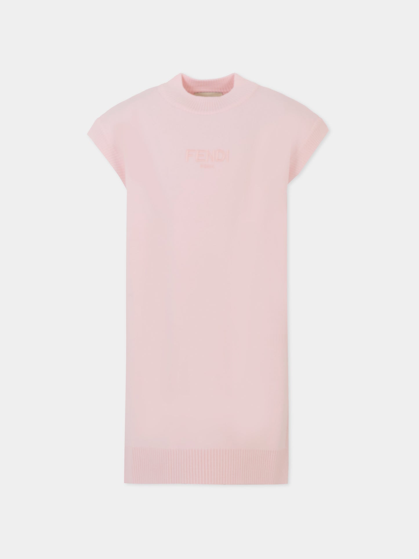 Vestito rosa per bambina con logo e FF,Fendi Kids,JFG221 AUKU F0ZKY