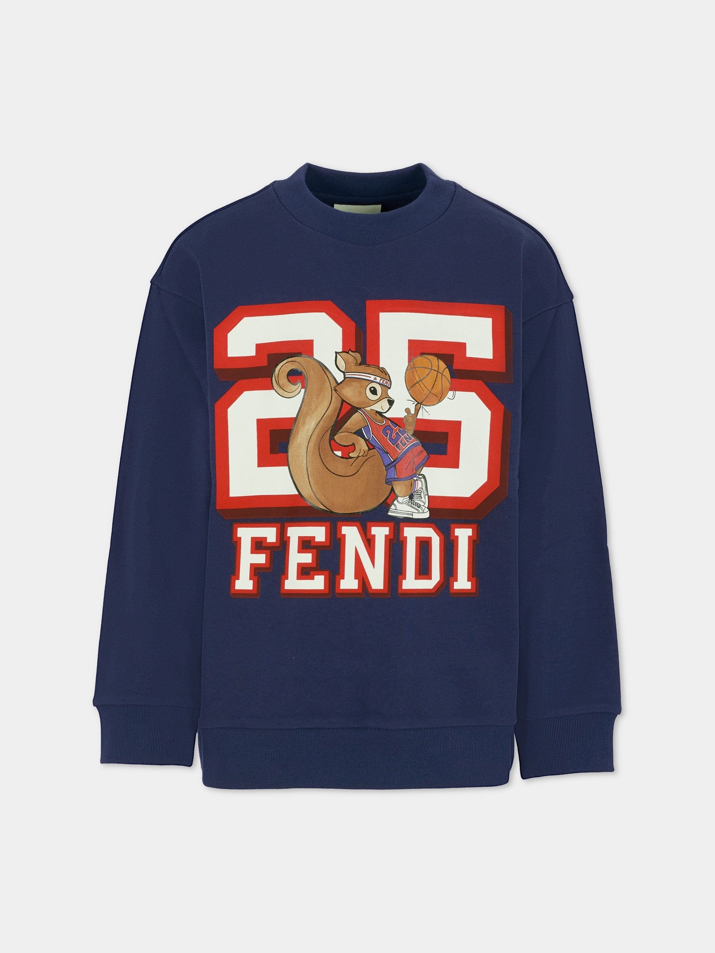 Felpa blu per bambino con scoiattolo,Fendi Kids,JUH101 5V0 F1I11