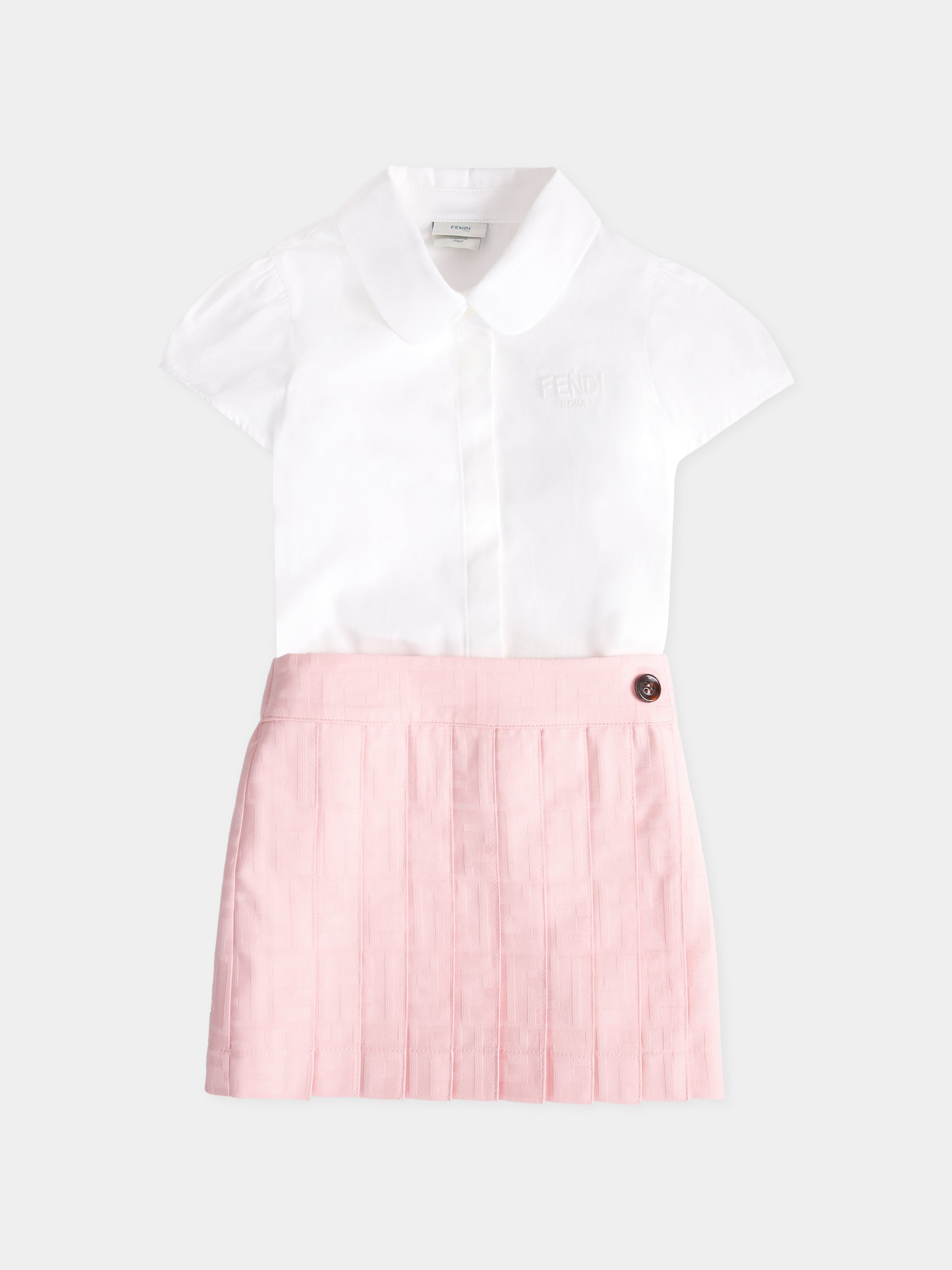 Abito bianco e rosa per neonata,Fendi Kids,BFB569 AS64 F0ZKY