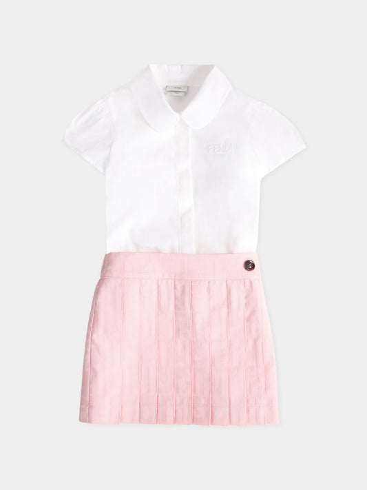 Abito bianco e rosa per neonata,Fendi Kids,BFB569 AS64 F0ZKY