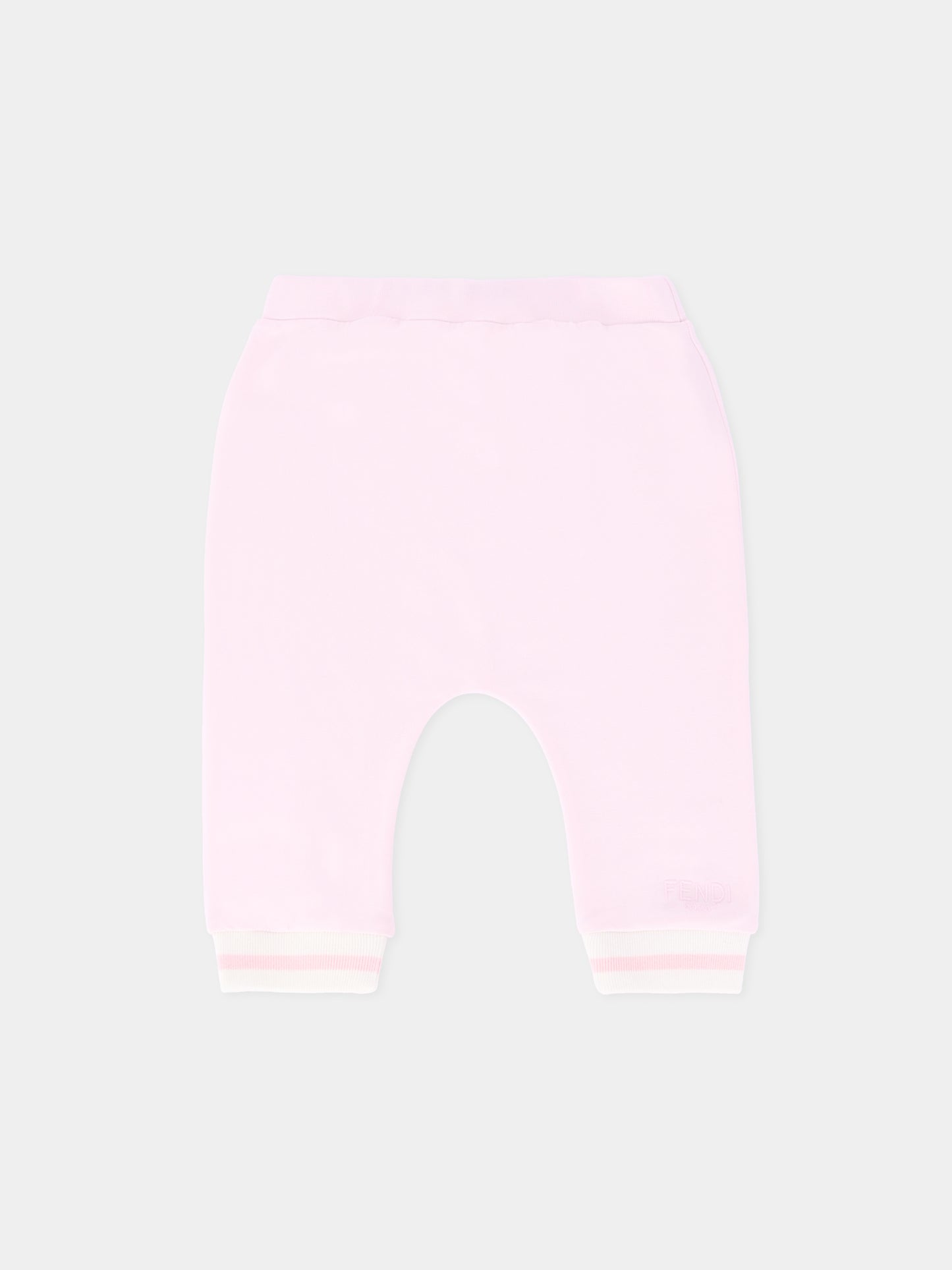 Pantaloni rosa per neonata con logo,Fendi Kids,BUF252 8RA F0C11