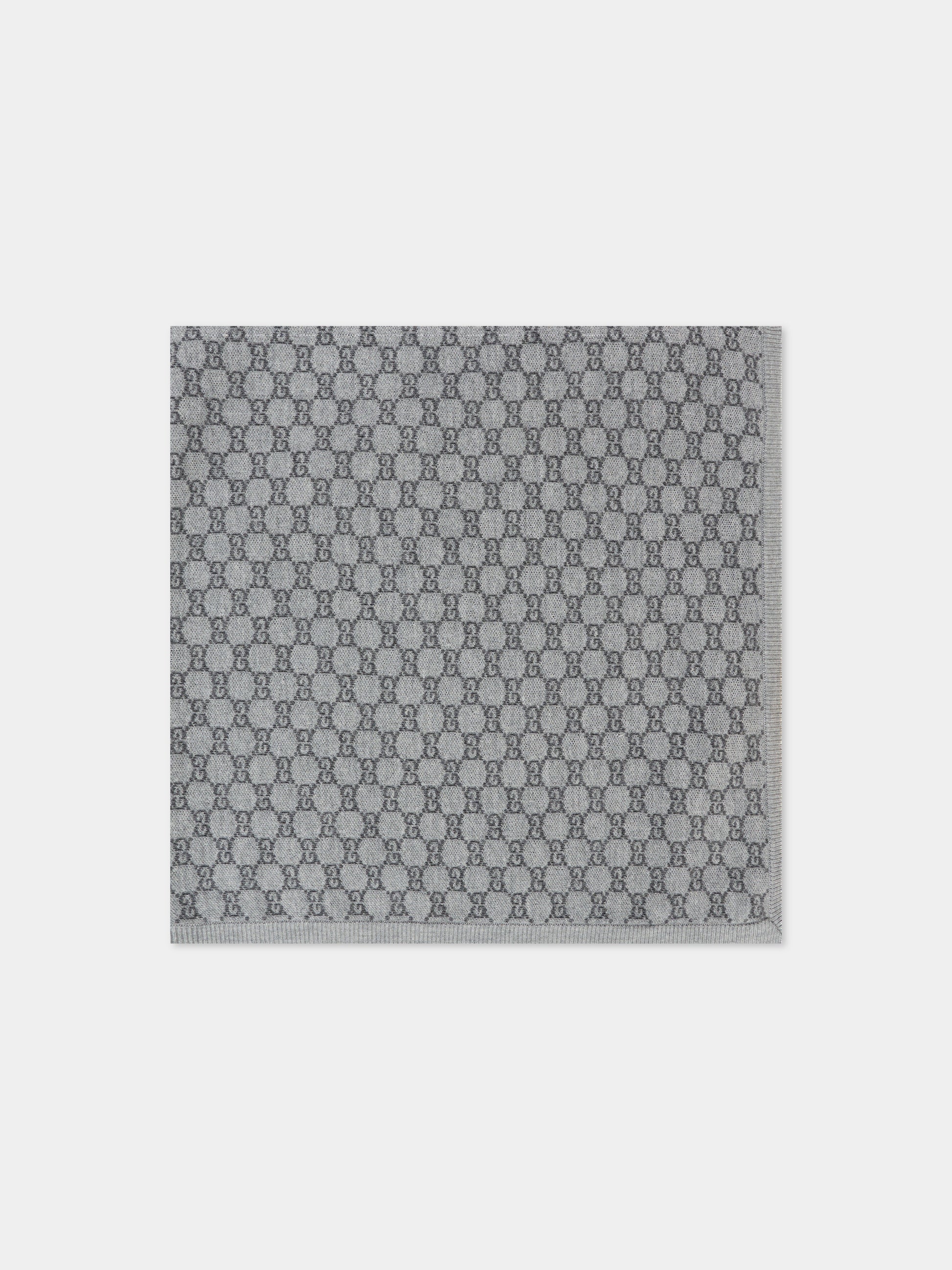 Coperta grigia per neonati con motivo GG,Gucci Kids,835345 3K206 1261