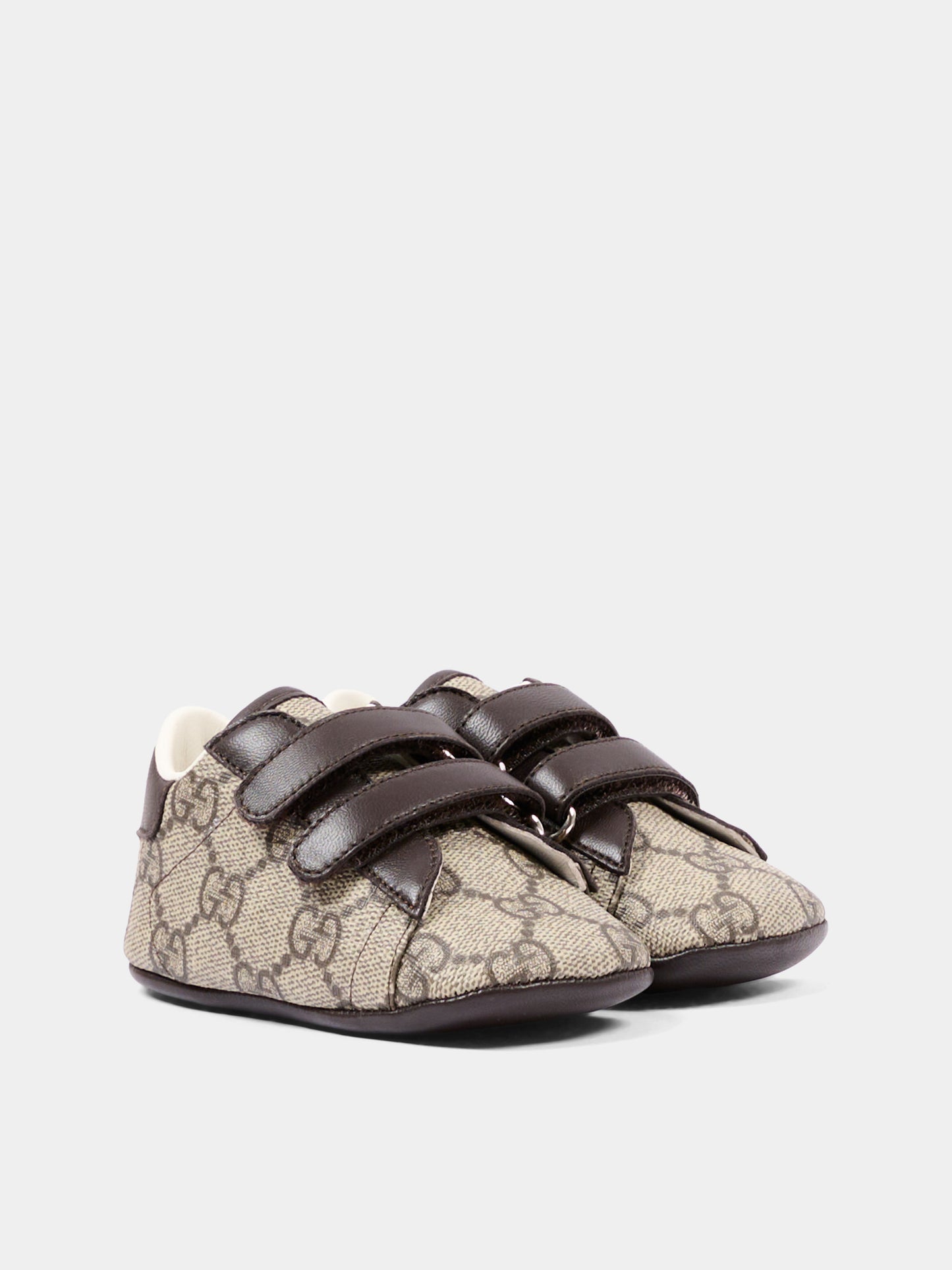Beige sneakers for babykids with GG