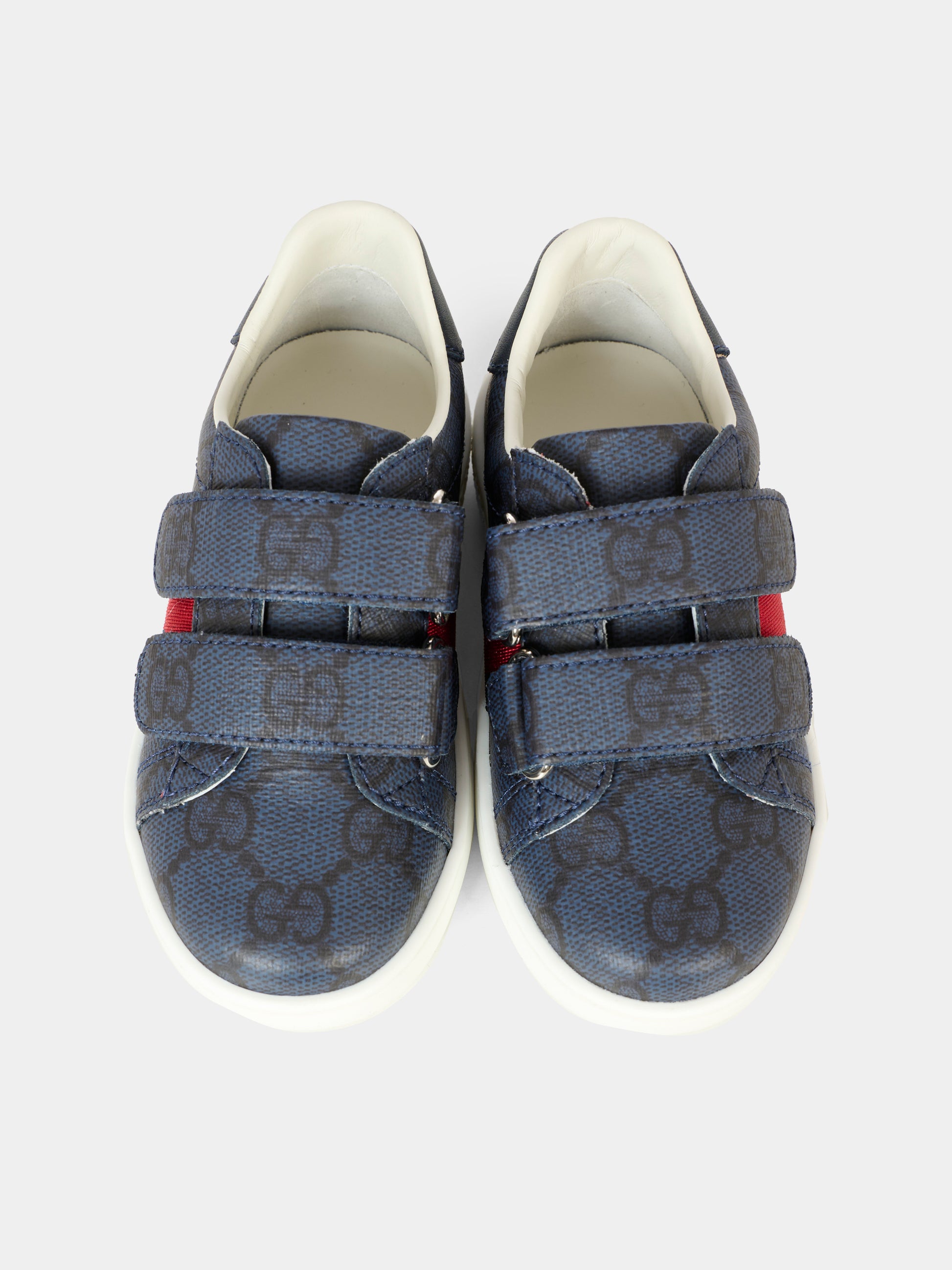 Sneakers Ace blu per neonati e bambini con dettaglio Web,Gucci Kids,463088 FAD47 8454