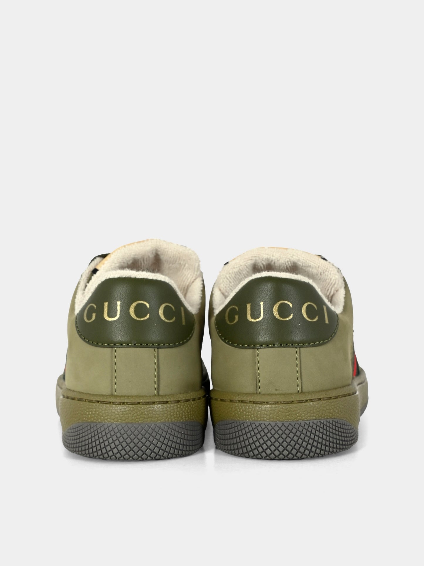 Sneakers Screener verdi per bambini con dettaglio Web,Gucci Kids,626620 FAD94 3243
