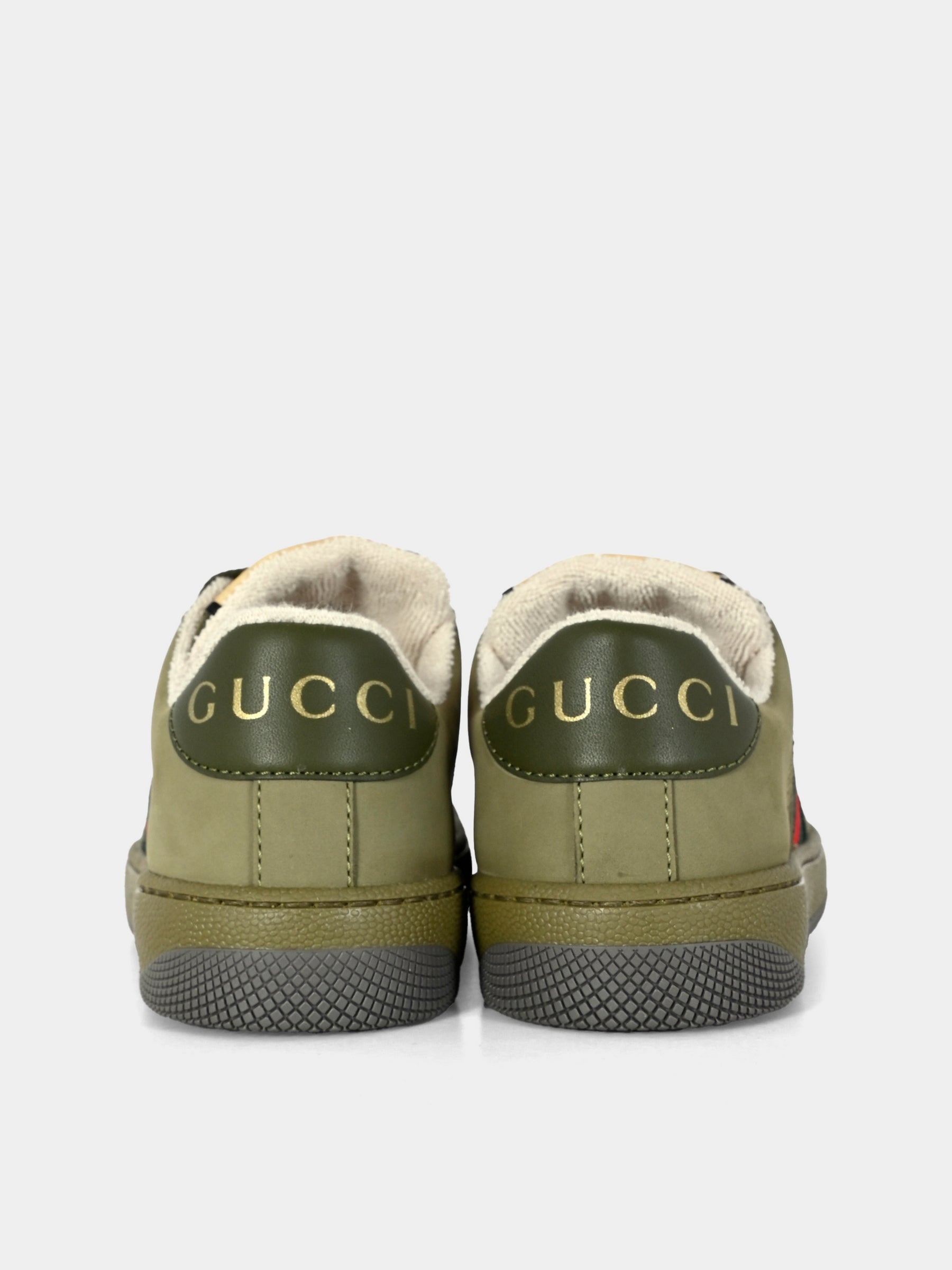 Sneakers Screener verdi per bambini con dettaglio Web,Gucci Kids,626620 FAD94 3243