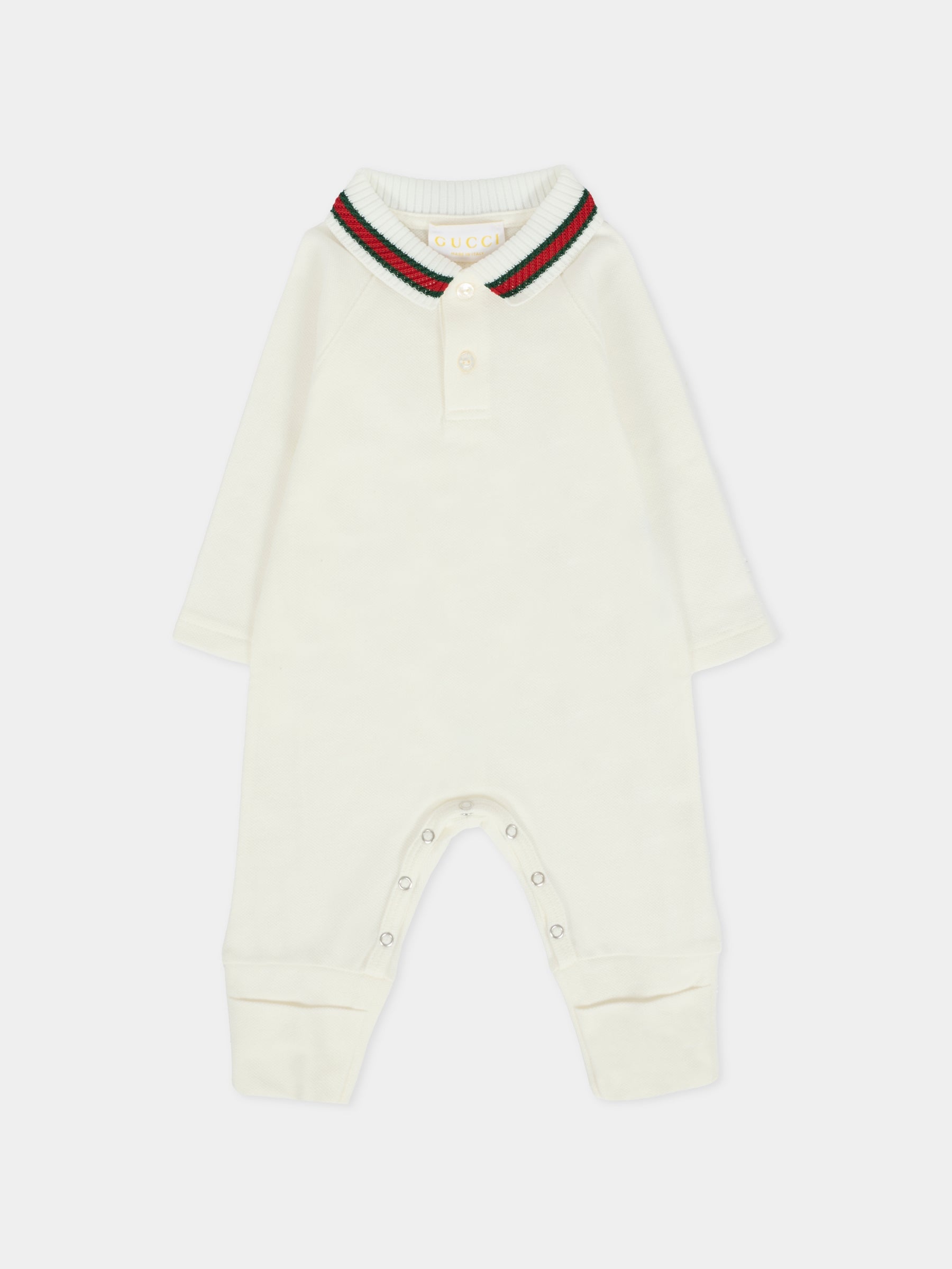 Tutina bianca per neonati con dettaglio Web,Gucci Kids,825183 XJHAM 9024