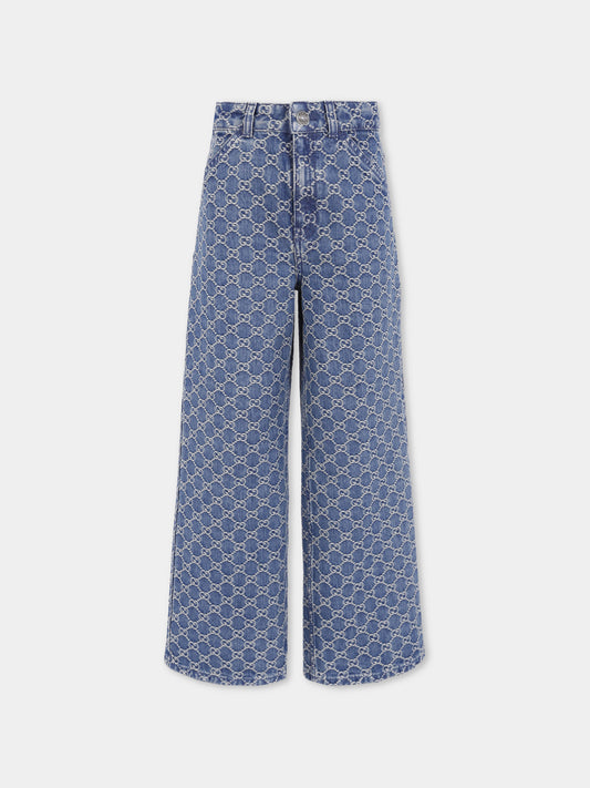Jeans denim per bambina con motivo GG,Gucci Kids,808305 XDC6G 4266
